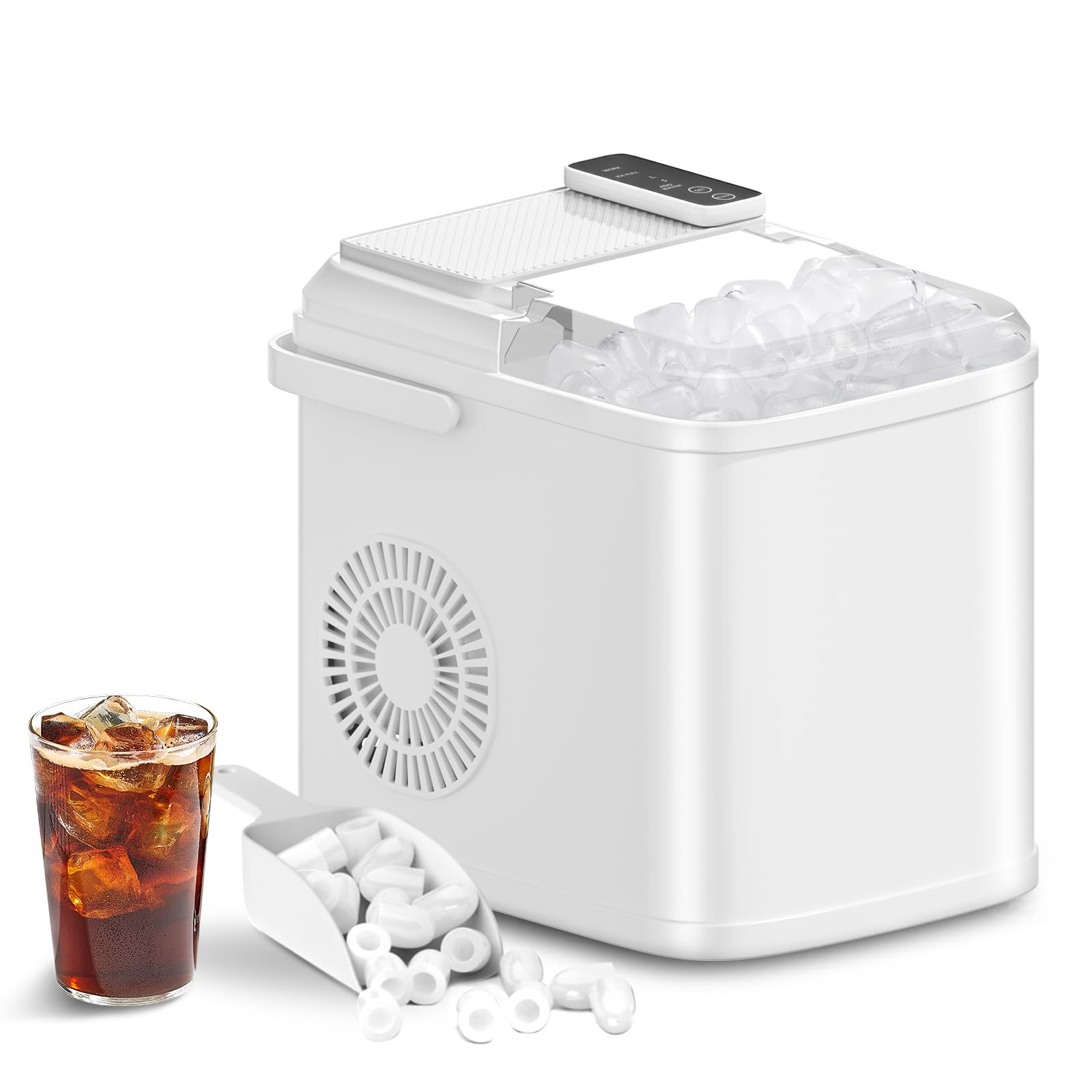 Portable Ice Maker Machine for Countertop - 26lbs/24Hrs, Makes 9 Ice Cubes in 6 Minutes, Self-Cleaning with Ice Basket & Scoop - Perfect for Home Kitchen, RV, Camping, Office & Outdoor Parties