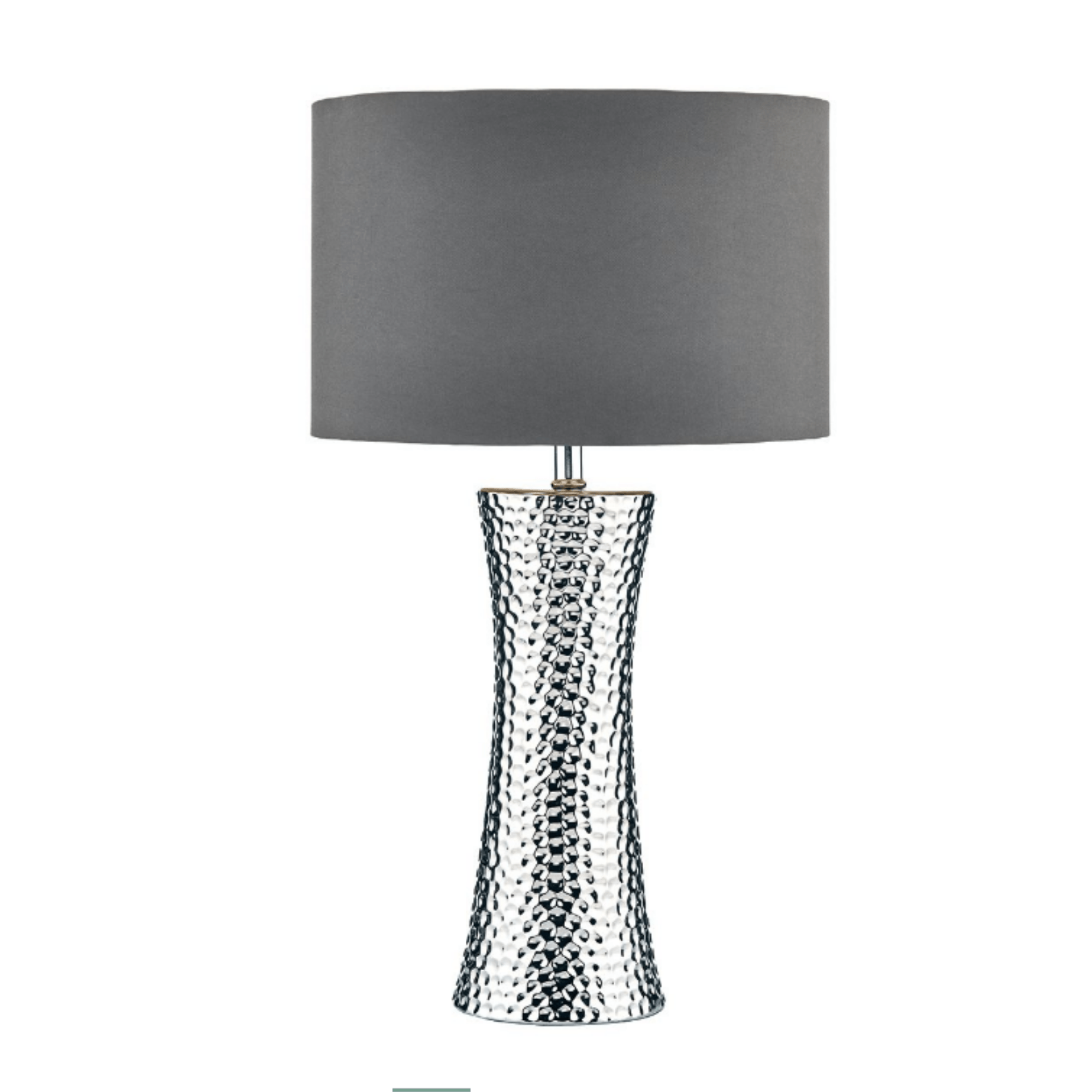 Bokara Silver Table Lamp with Fabric Shade - Perfect for Bedroom, Living Room & Office Decor