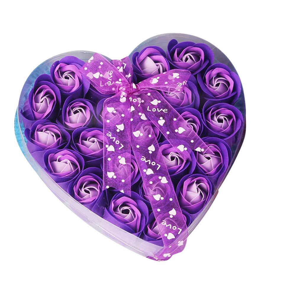 24Pcs Artificial Rose Flower Heads - Purple Scented Soap Roses for Wedding, Party, Bath & Home Decor - Perfect for DIY Crafts, Gift Wrapping & Petal Showers