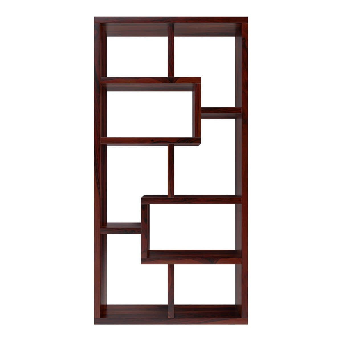 Gadsden Contemporary 8-Tier Open Shelf Solid Wood Geometric Bookcase - Stylish Storage for Books, Decor & Display in Living Room, Office or Study