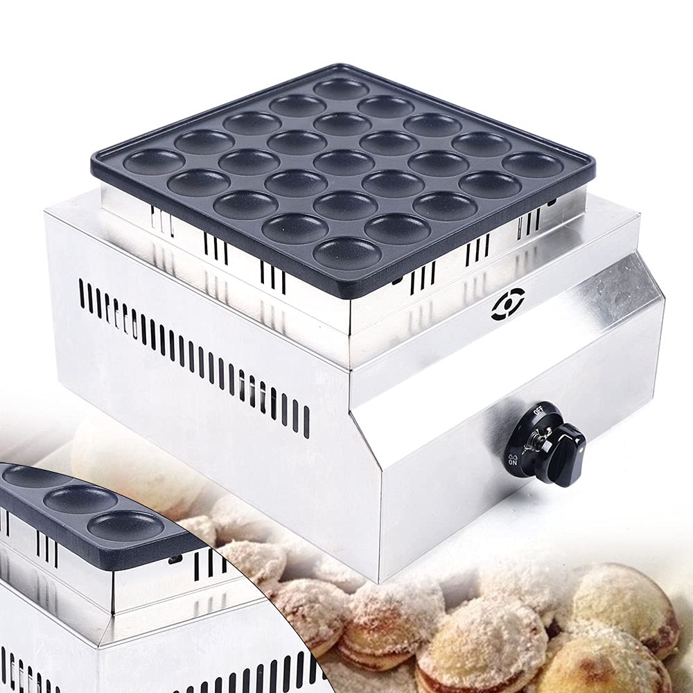 25PCS Commercial Mini Dutch Pancake Maker - Gas Mini Waffle Iron with Stainless Steel Nonstick Surface - Quick Baking Mold Tray for Home, Restaurants & Catering - Perfect for Breakfast Buffets, Brunch Events & Street Food Stalls