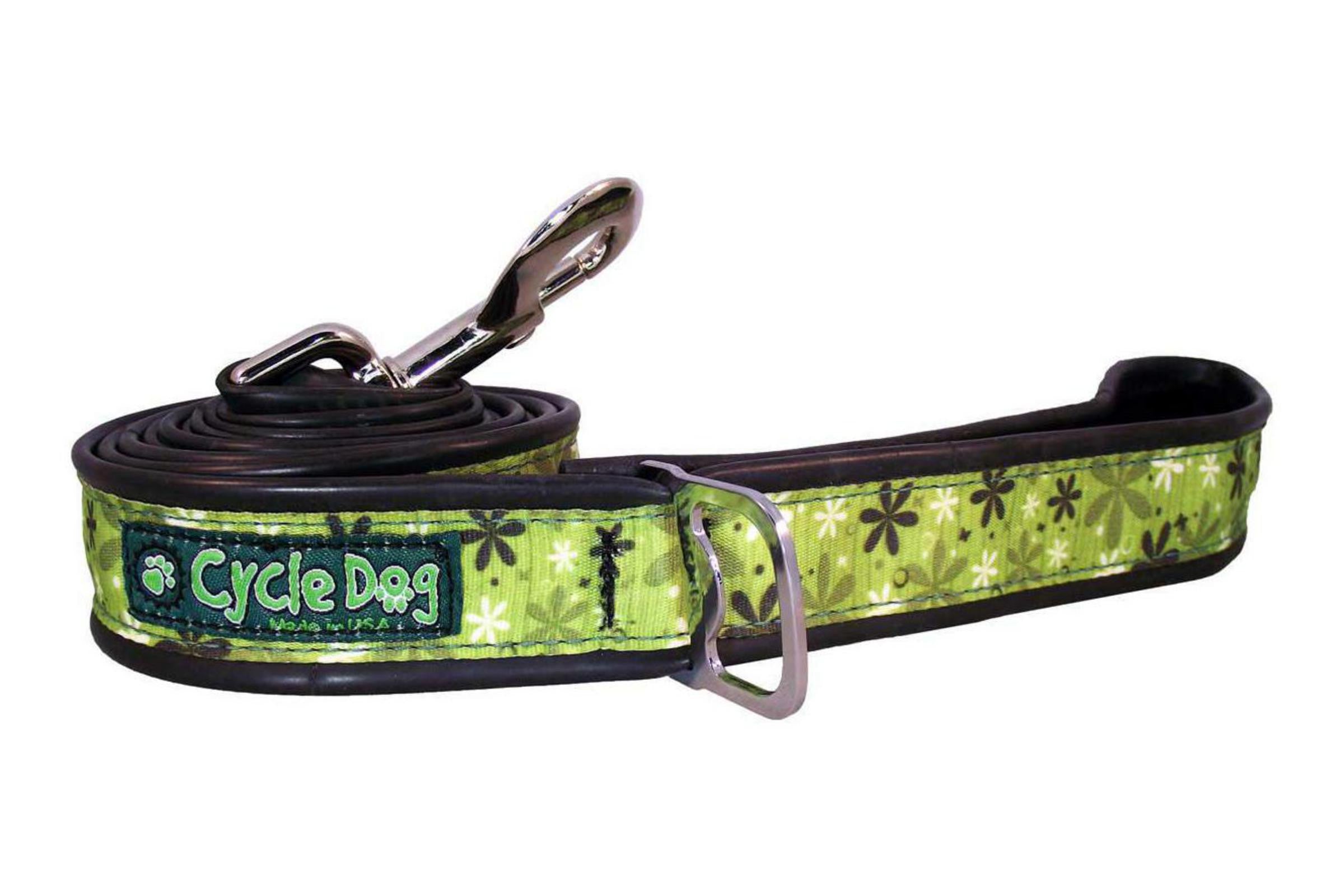 Puppy Dog Top Lead - Green Retro Floral Design for Small & Medium Dogs - Perfect for Walks, Training & Outdoor Adventures