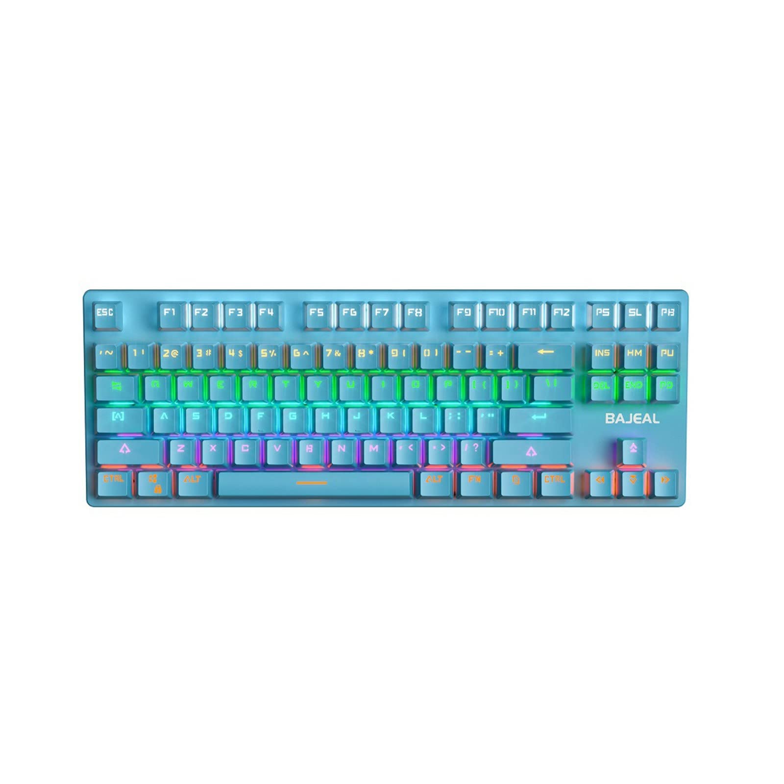 BAJEAL RGB Backlit Mechanical Gaming Keyboard for PC - Blue LED Wired Ergonomic Keyboard with Gaming Switches for Windows Gamers | Perfect for Esports, Streaming & Office Work (Blue, One Size)