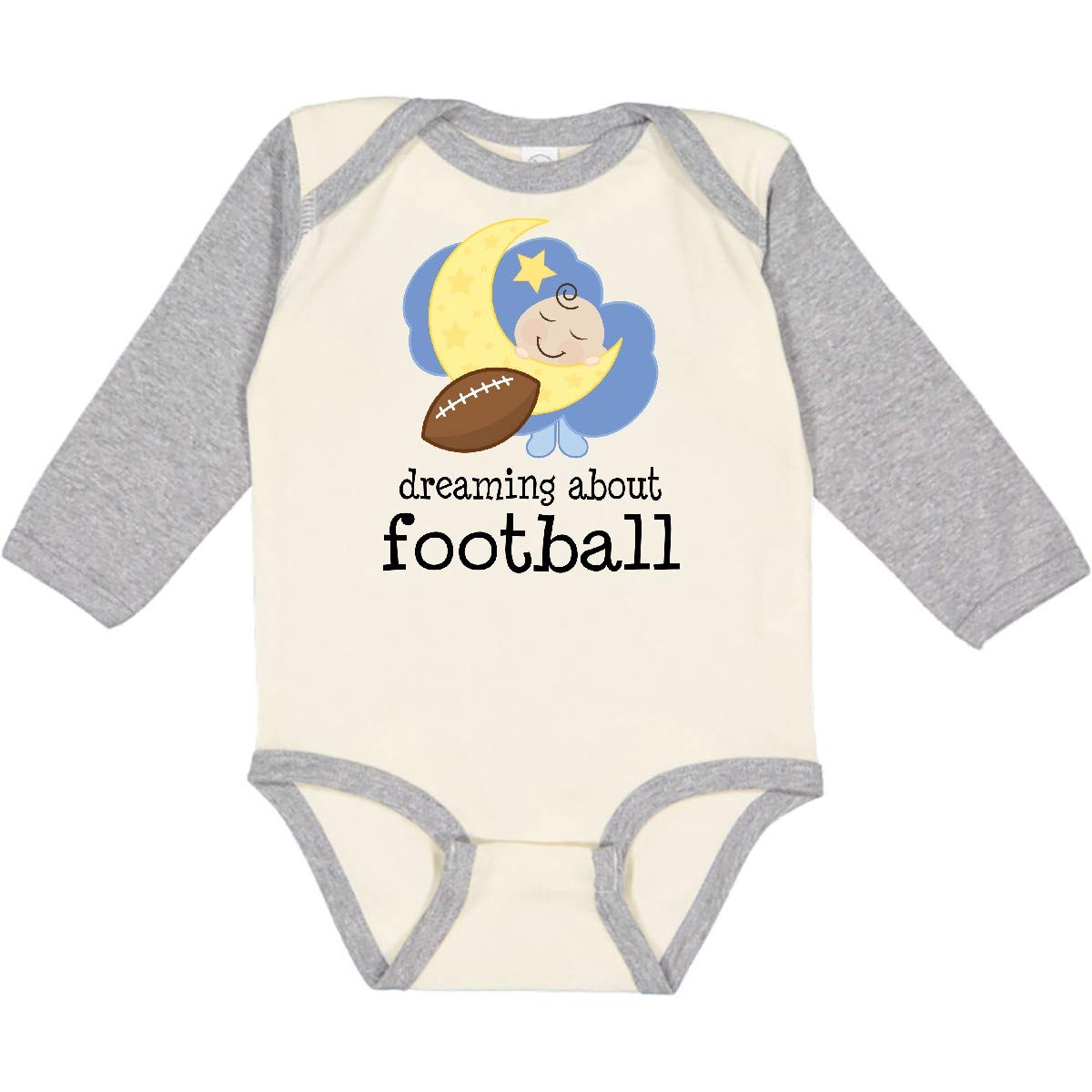 Inktastic Football Baby Bodysuit - Dreaming About Football Long Sleeve Creeper for Newborns & Infants | Perfect Football Fan Gift for Baby Showers & Game Day