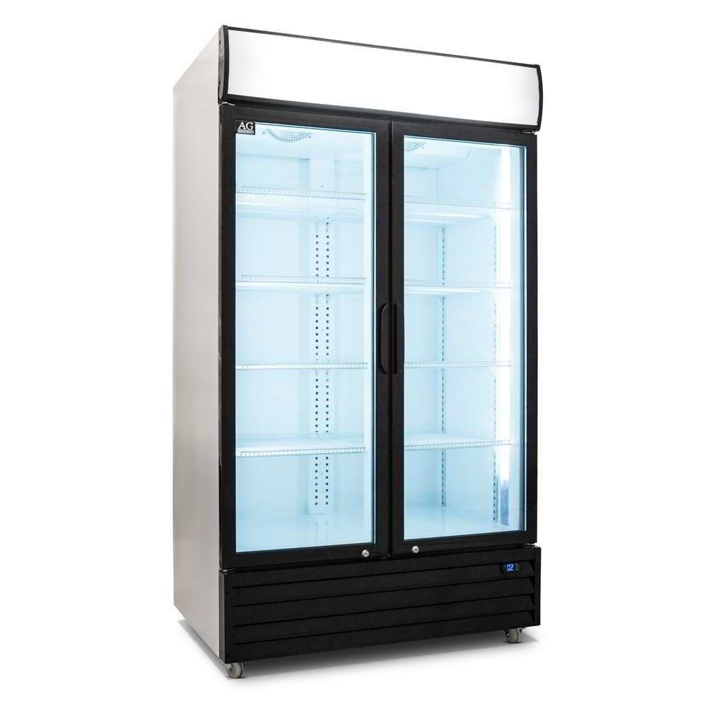 Alpha Commercial Bottle Cooler 2 Door 1000L - Professional Beverage Refrigerator for Restaurants, Bars & Convenience Stores - Perfect for Beer, Wine & Soda Storage