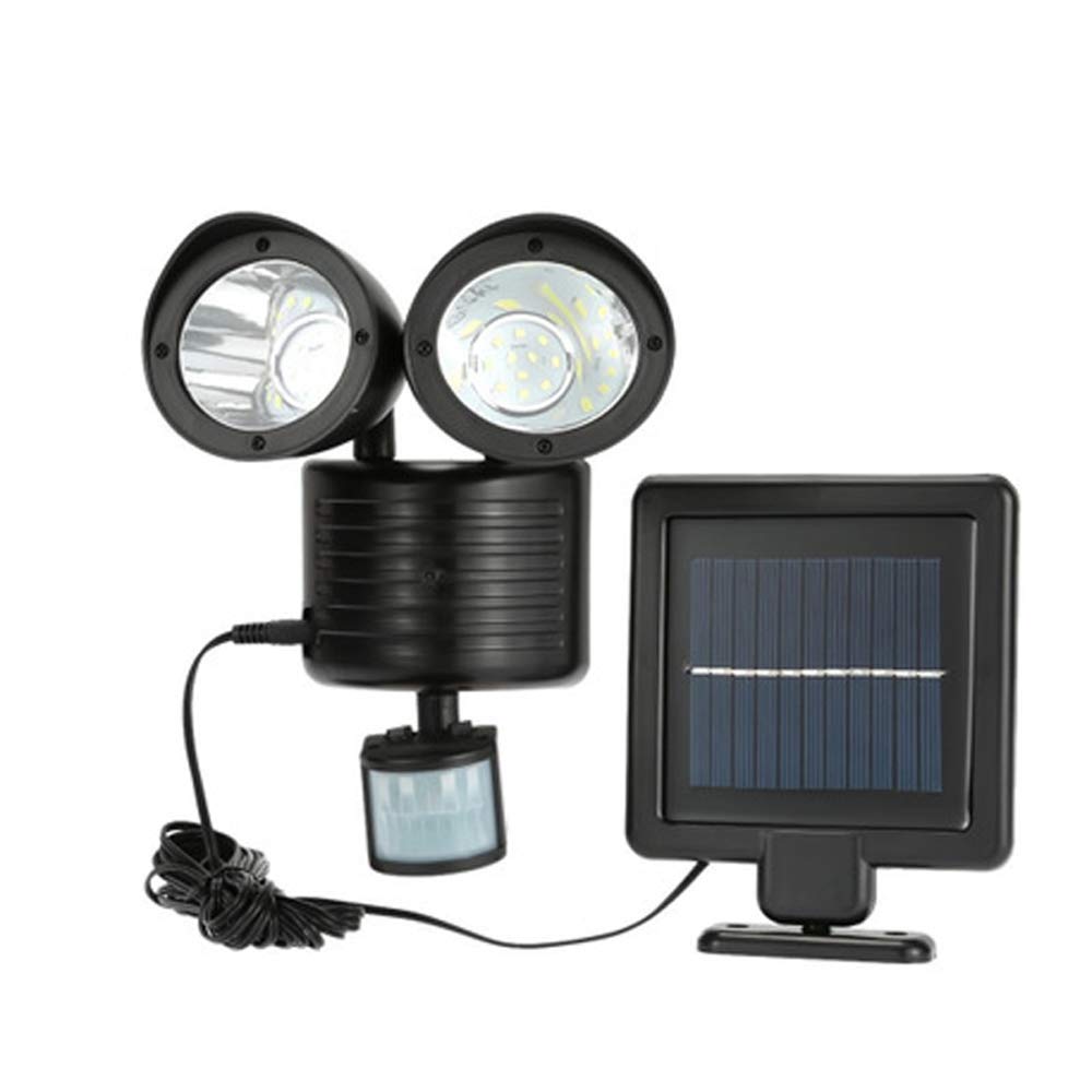 Solar LED Spotlights with Double Head Reflector - 22 LED Motion Sensor Outdoor Lighting, Waterproof IP55 for Courtyard, Landscape & Street - Perfect for Home Security, Garden & Pathway Illumination