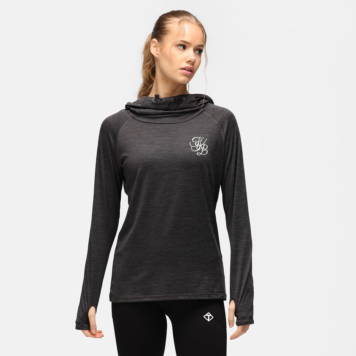 TKB Black Slate Cowl Neck Hoodie for Women - Soft Pullover Sweatshirt with Hood | Perfect for Casual Wear, Lounge & Street Style