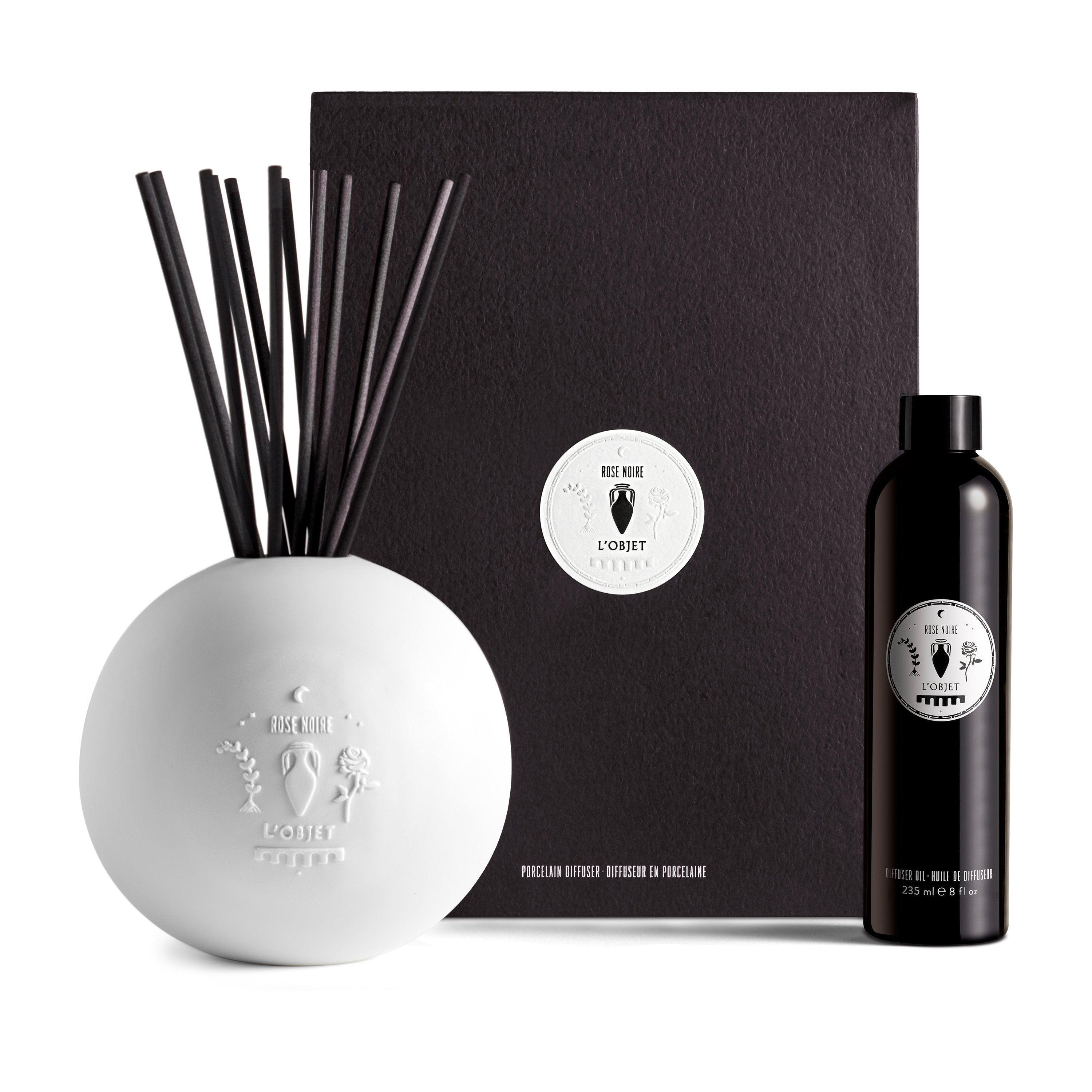 Black Rose Porcelain Essential Oil Diffuser Set - Aromatherapy for Home, Office & Spa Relaxation
