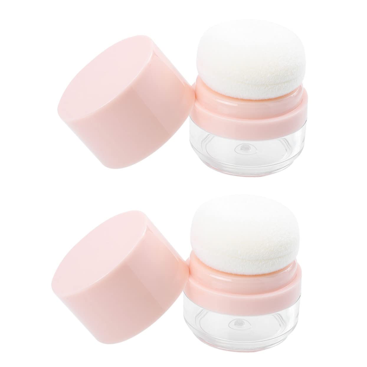 FOMIYES 2-Piece Travel Powder Foundation Case with Puff - Portable Compact Makeup Container for Loose Powder & Pressed Powder - Perfect for On-the-Go Touch Ups, Travel Cosmetics Organizer (Pink)