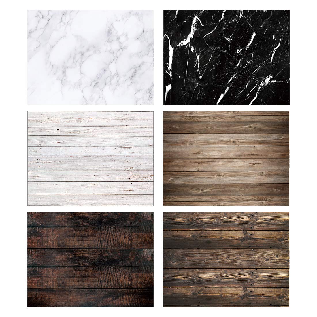 Allenjoy 3-Piece 46x34.2 Inch Double-Sided Photography Backdrop - Black/White Wood & Marble Texture for Professional Food, Jewelry, Cosmetics & Makeup Photo Shoots | Tabletop Background for Ecommerce & Product Photography