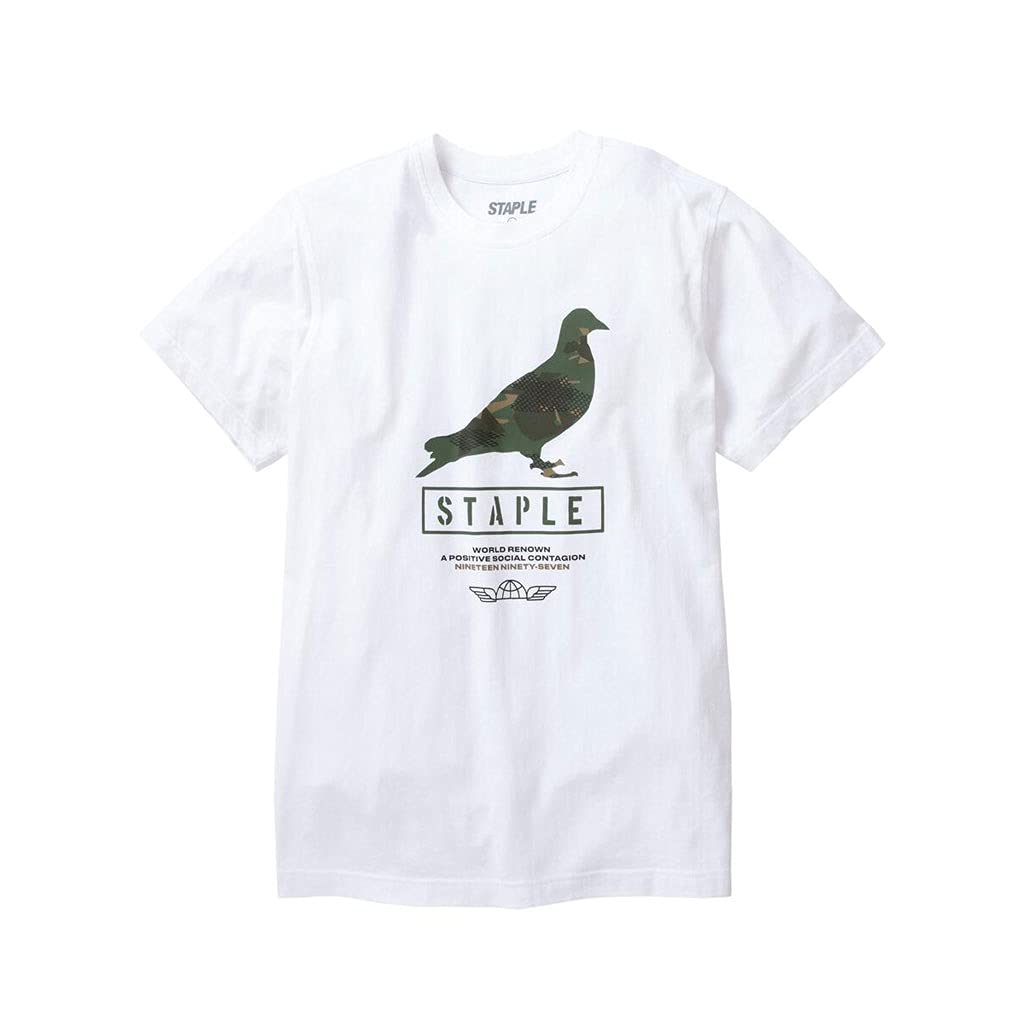 Staple Pigeon Wire Camo Pigeon Graphic T-Shirt for Men - White Cotton Streetwear Tee | Casual Wear, Urban Fashion & Street Style Outfits
