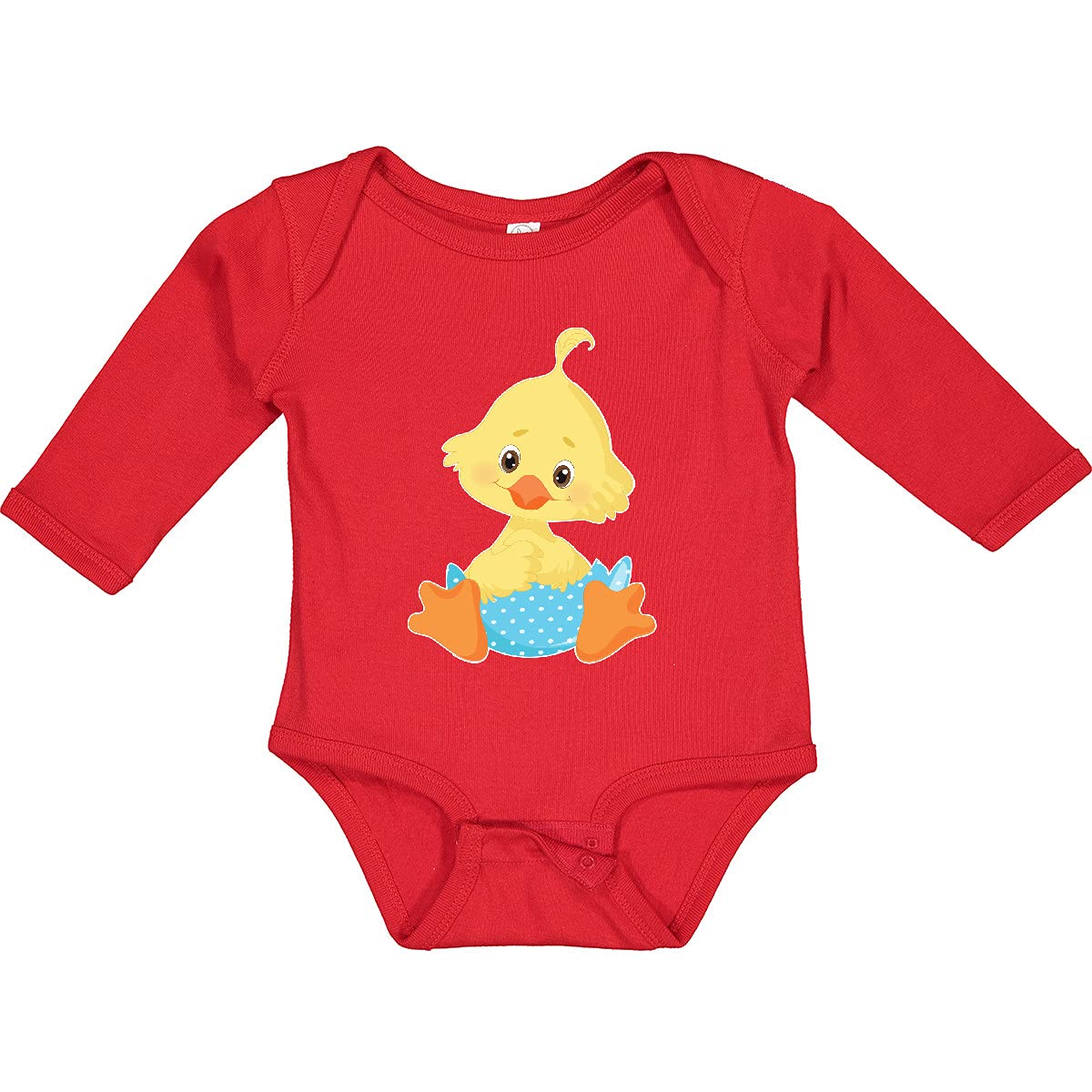 Inktastic Cute Easter Chick in Blue Easter Egg Baby Long Sleeve Bodysuit - Soft Cotton Easter Outfit for Newborns & Infants - Perfect for Easter Photos, Family Gatherings & Spring Celebrations