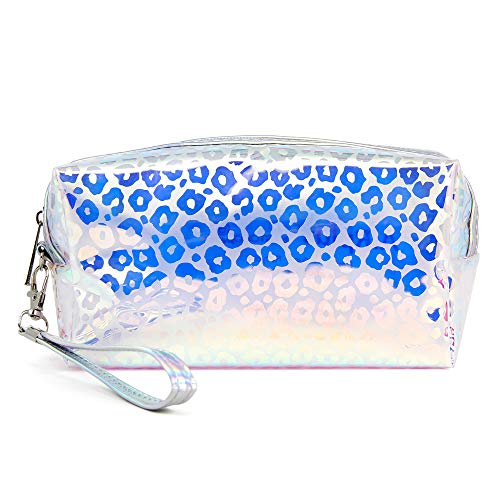 BY YOU Clear Leopard Hologram Travel Cosmetic Bag - Portable Makeup Organizer Pouch for Women | Perfect for Airplane Carry-On, Gym Toiletries & Vacation Essentials