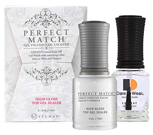 LeChat Perfect Match Gel Polish - High Gloss Top Coat Sealer with Dare to Wear Nail Lacquer (0.5 oz) - Long Lasting Shine & Easy Application - Protective Shell for Salon-Quality Nails at Home - Perfect for Manicures, Pedicures & Nail Art
