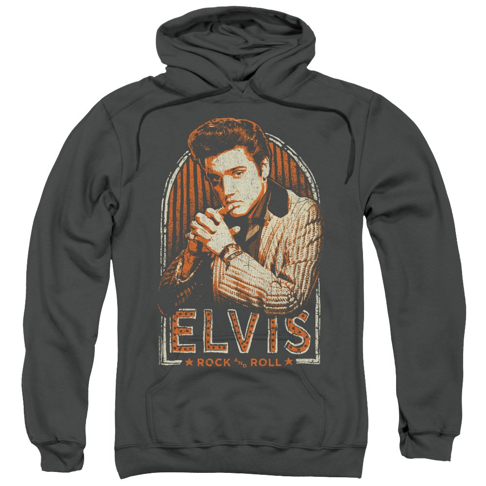 Elvis Presley Striped Pullover Hoodie for Men - Vintage Style Sweatshirt for Casual Wear & Music Fans