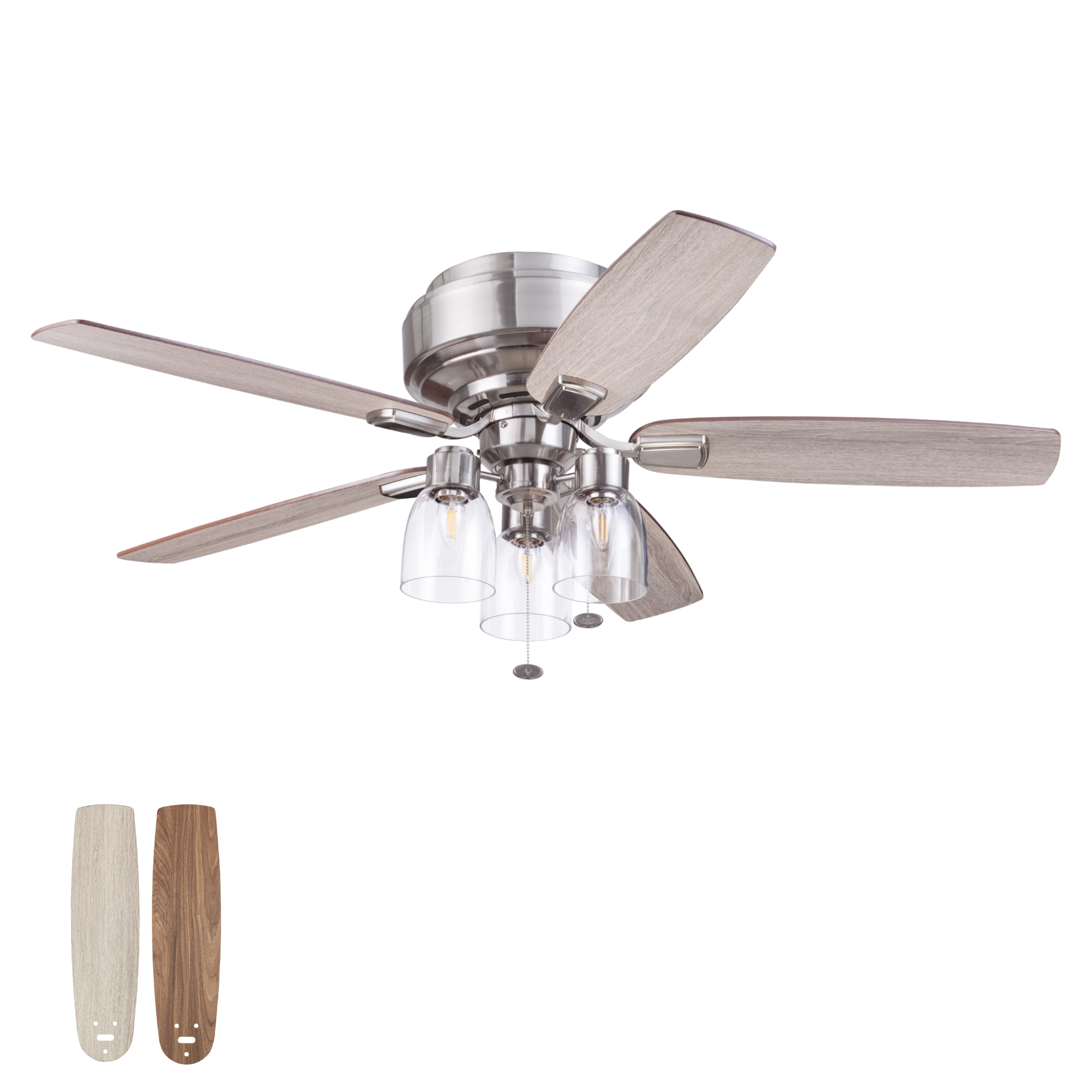 52 Inch Magonia Brushed Nickel Ceiling Fan with Pull Chain & Quick Attach™ - Perfect for Living Room, Bedroom, and Outdoor Spaces