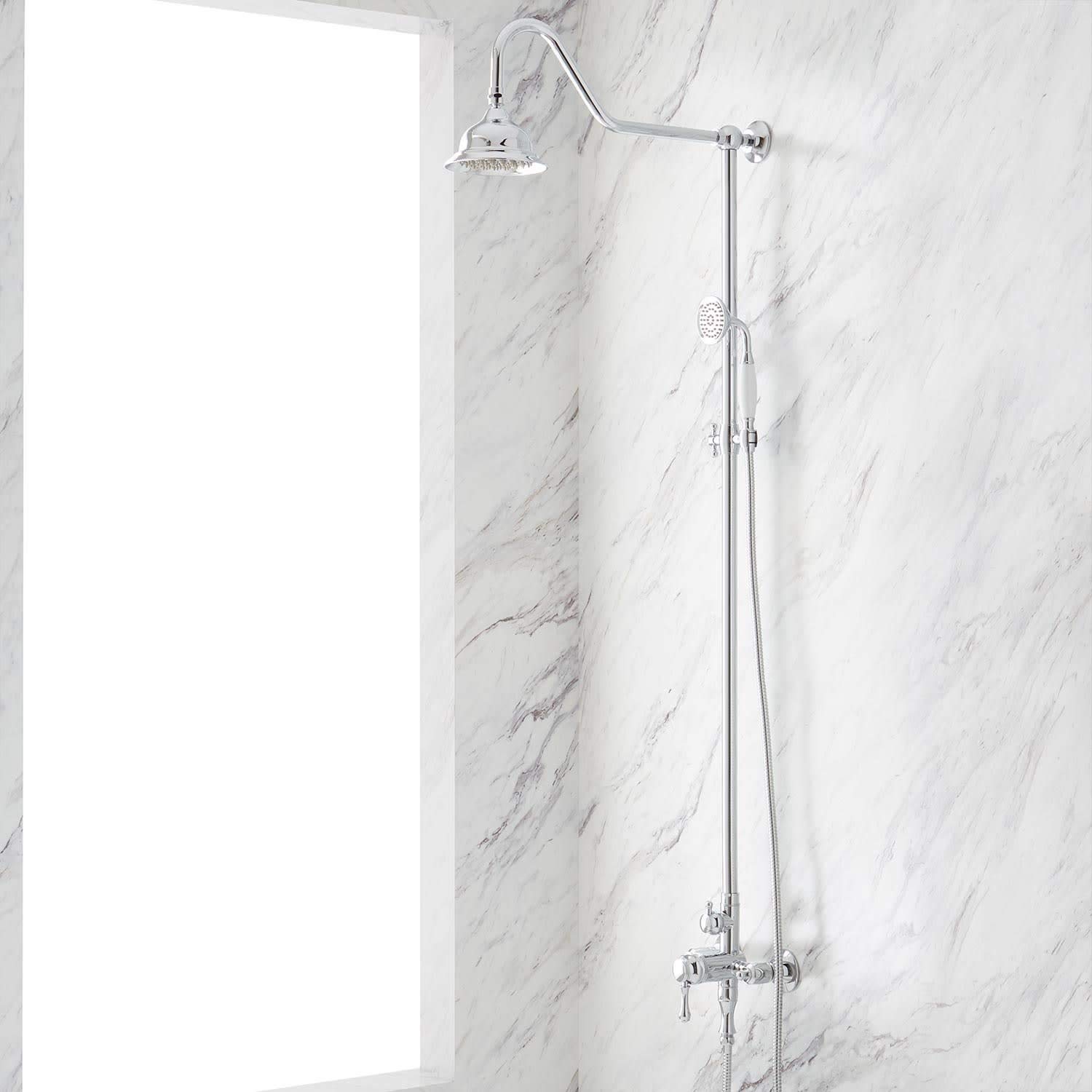 Signature Hardware 424430 Alliston Pressure Balanced Shower System with Adjustable Shower Head & Handheld Spray - Chrome Finish for Bathroom Renovation - Perfect for Master Bath or Guest Shower Installation