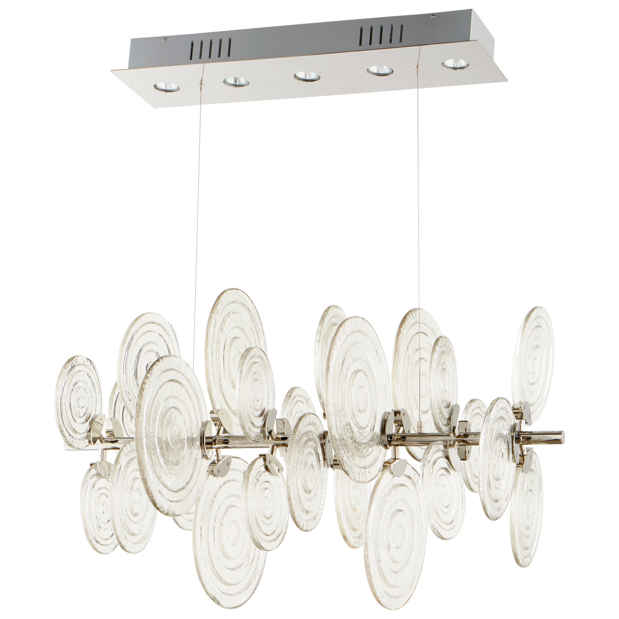 Cyan Design 09684 Discus Pendant Light Fixture - 5-Light Polished Nickel Chandelier for Dining Room, Kitchen Island & Entryway Lighting