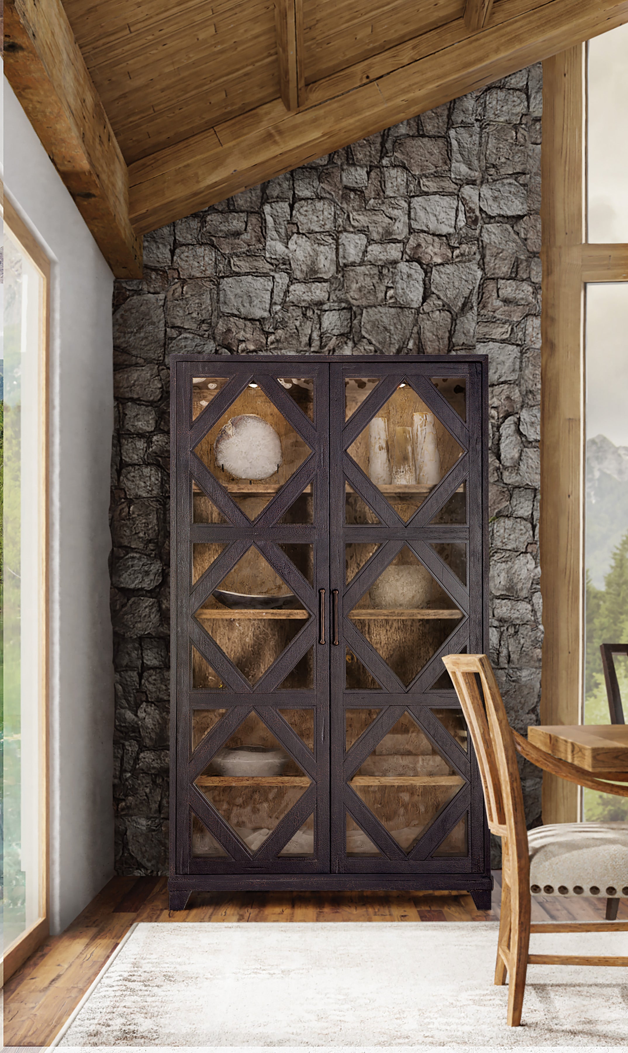 Big Sky Display Cabinet - Premium Glass Showcase for Collectibles & Home Decor | Perfect for Living Room, Dining Room & Office Display