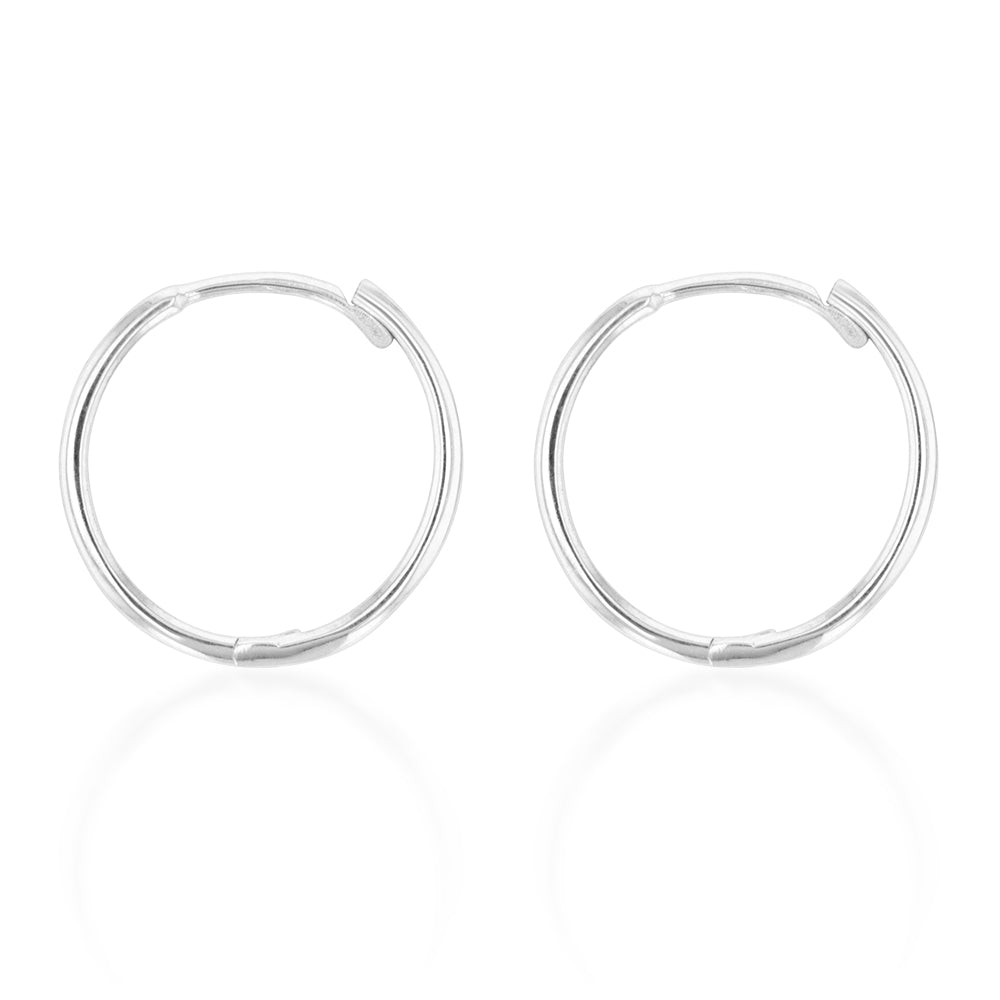 9ct White Gold Plain Hinged Twisted Hoop Earrings for Women - Elegant Everyday Jewelry for Work, Date Night & Special Occasions