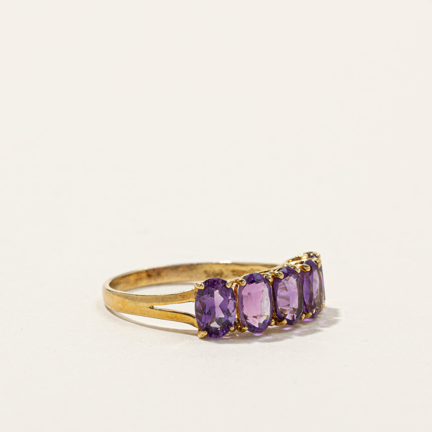 1.75ctw Natural Amethyst Ring for Women - Size 7.75 - Five Stone Purple Gemstone Jewelry - Perfect for Valentine's Day Gifts & Evening Occasions