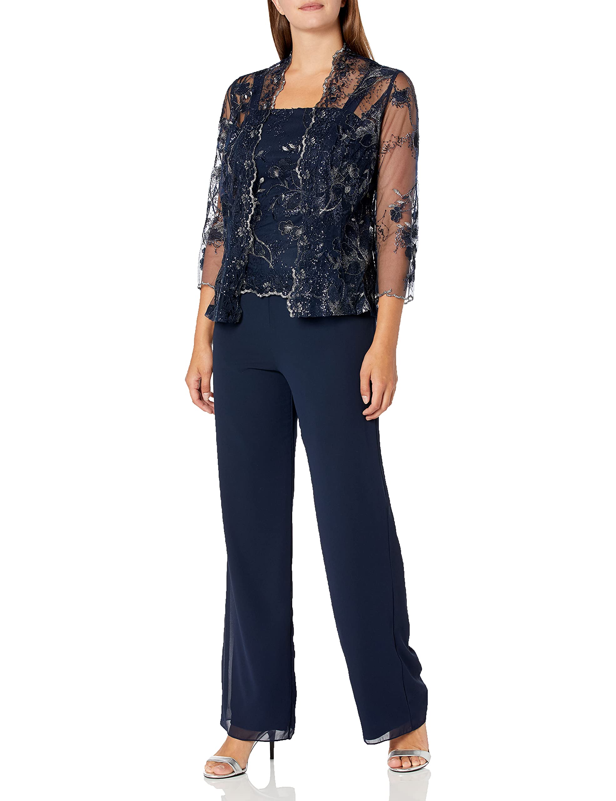 Emma Street Women's 3-Piece Pant Set - Comfortable Stretch Lounge Pants with Matching Top & Jacket - Perfect for Yoga, Work from Home & Casual Outings