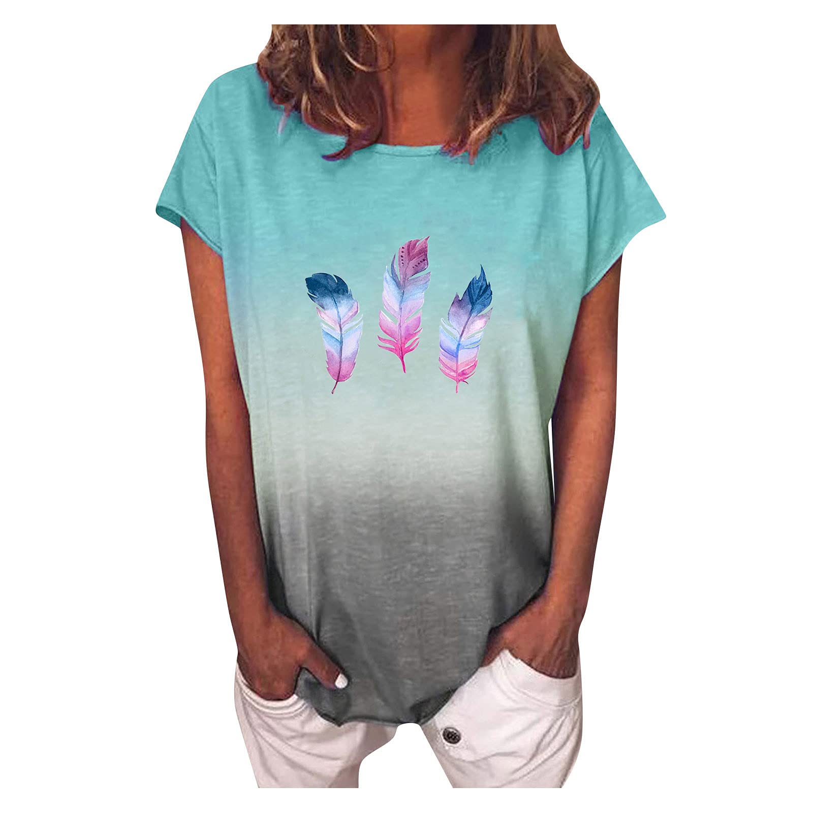 Women's Tie Dye V-Neck T-Shirts - Loose Fit Short Sleeve Casual Tops for Summer | Trendy Boho Style Shirts for Beach, Music Festivals & Everyday Wear