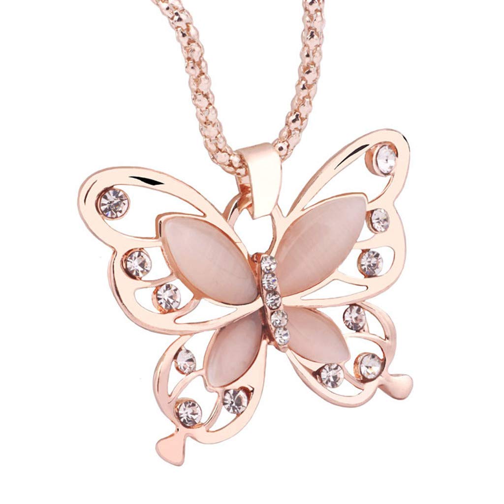 Rose Gold Butterfly Pendant Necklace for Women - Elegant Jewelry Gift for Daily & Special Occasions