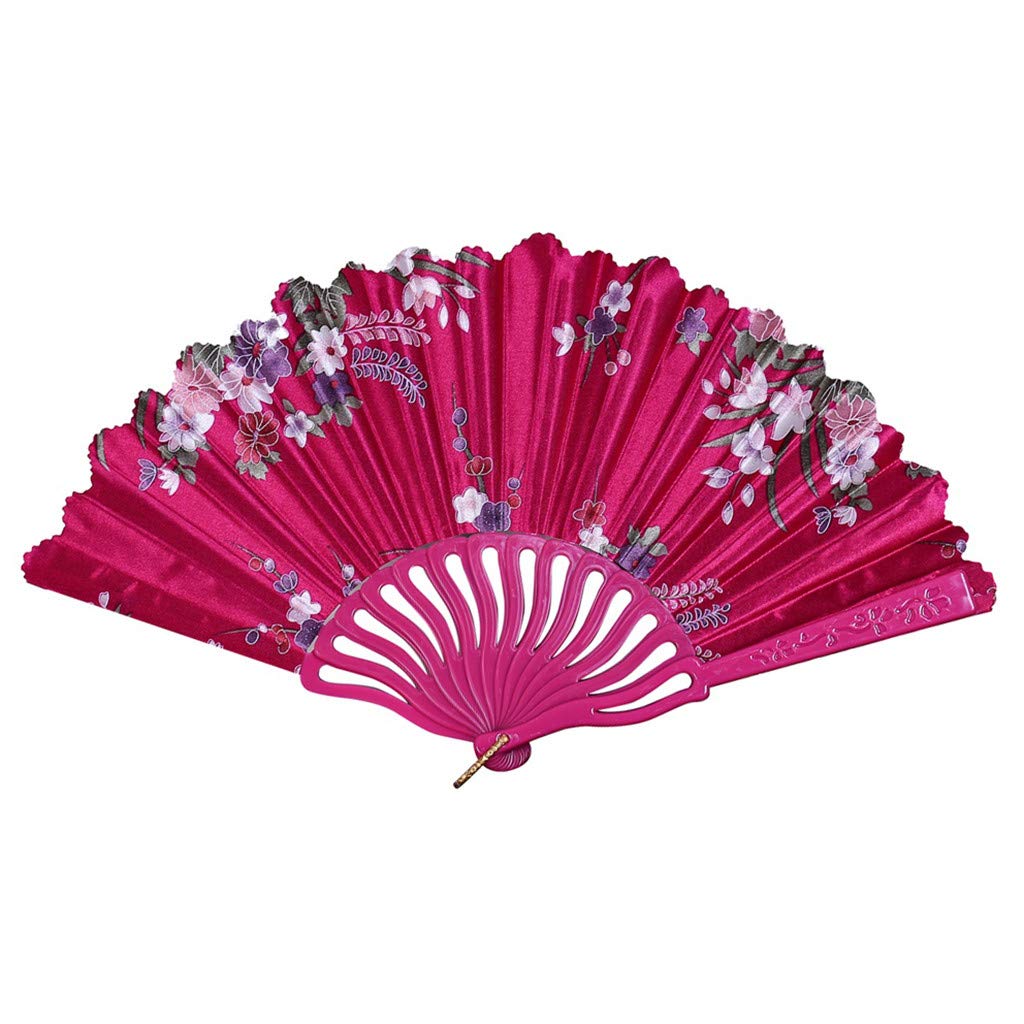 Elegant Chinese Style Silk Lace Folding Hand Fan - Celiy Dance Fan for Wedding, Party, Performance & Home Decor | Perfect for Belly Dance, Halloween, and Cultural Events