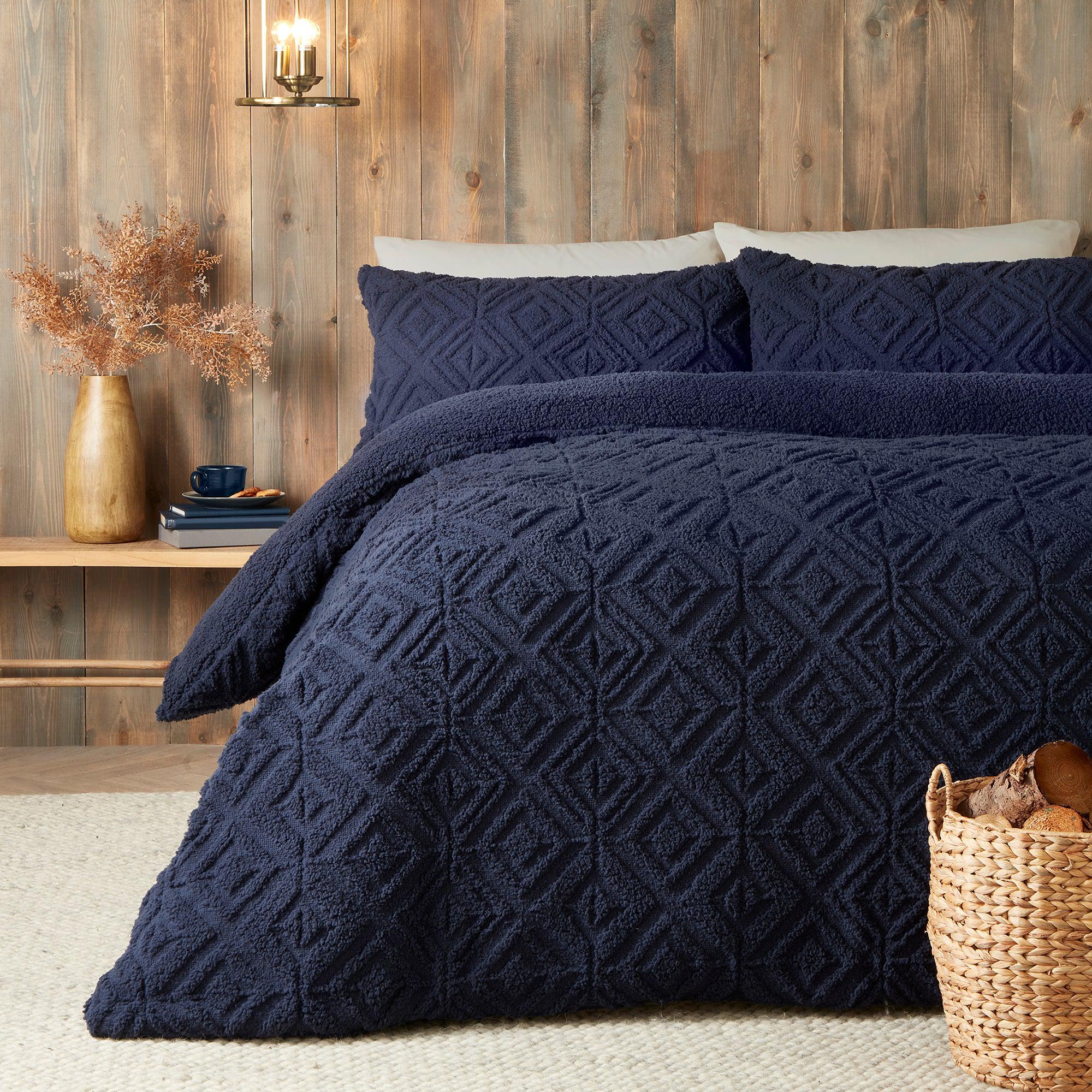 Fusion Snug Romo Duvet Cover Set - Soft Luxury Bedding in Navy Blue | Perfect for Master Bedroom, Guest Room & Cozy Home Decor