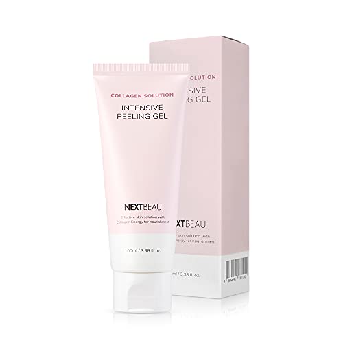 NEXTBEAU Collagen Solution Intensive Peeling Gel 3.38 fl Oz (100ml) - Korean Exfoliating Face Scrub for Sensitive Skin | Dead Skin Cell Remover & Brightening Treatment | Perfect for Daily Skincare Routine & Pre-Makeup Prep