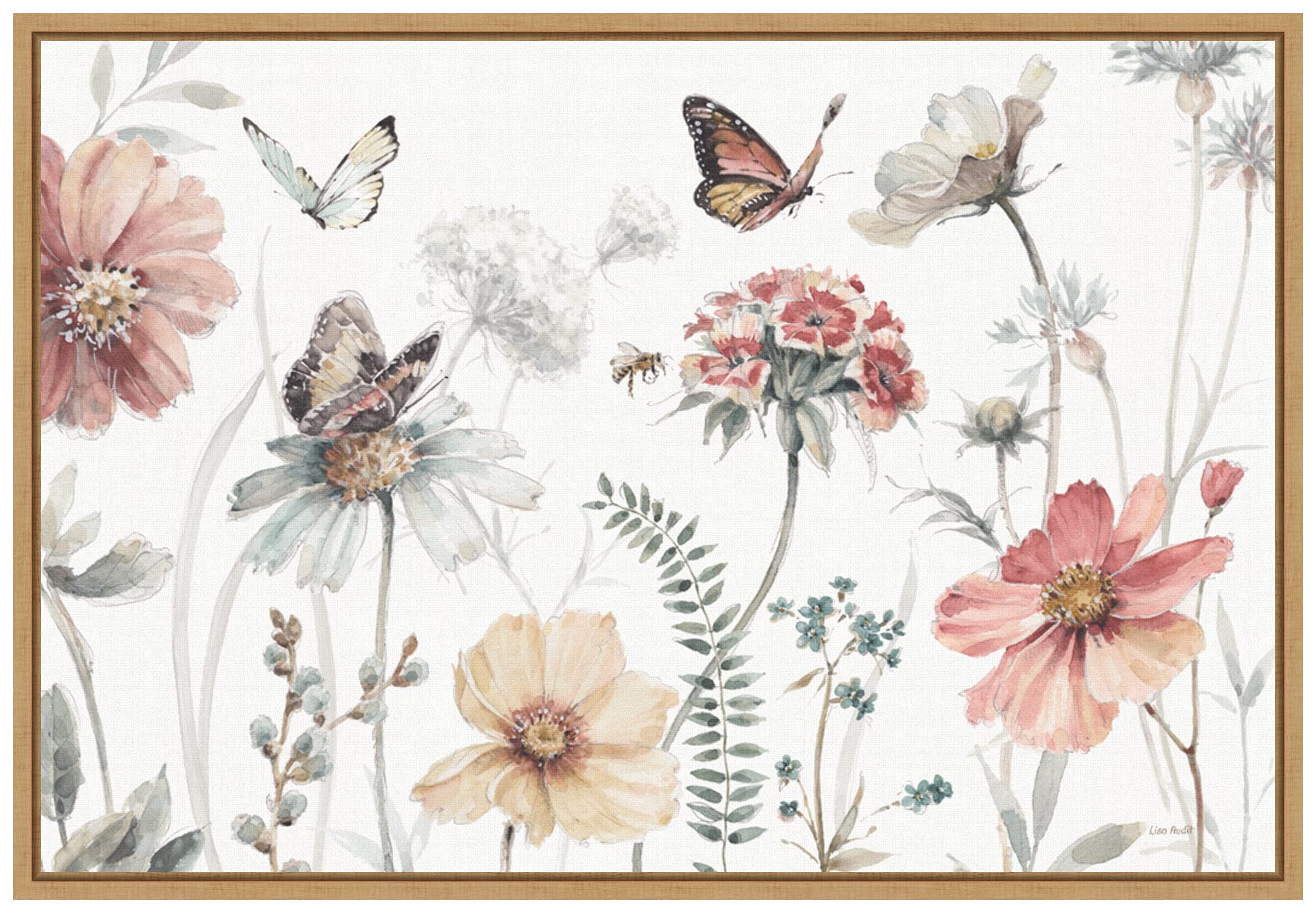 Amanti Art Framed Canvas Wall Art - 16x23 'A Country Weekend I' by Lisa Audit, Floral Painting with Wood Frame, Modern Home Decor for Living Room, Bedroom & Bathroom | Perfect Gift for Housewarming & Wedding Presents