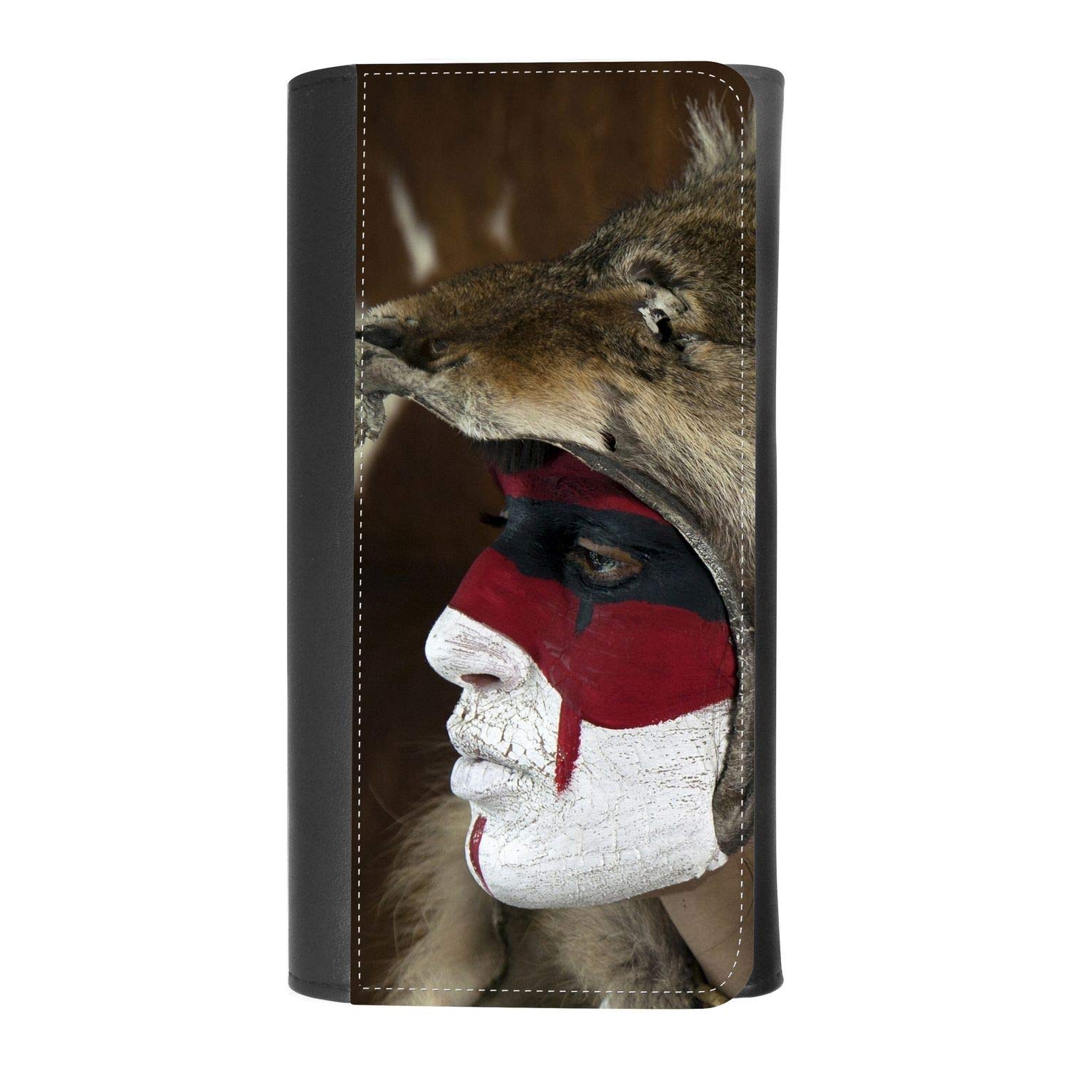 Native American Indian Inspired Women's Patterned Leather Buckle Trifold Wallet with Credit Card Holder & Phone Protection - Perfect for Everyday Use, Travel, and Cultural Fashion Enthusiasts