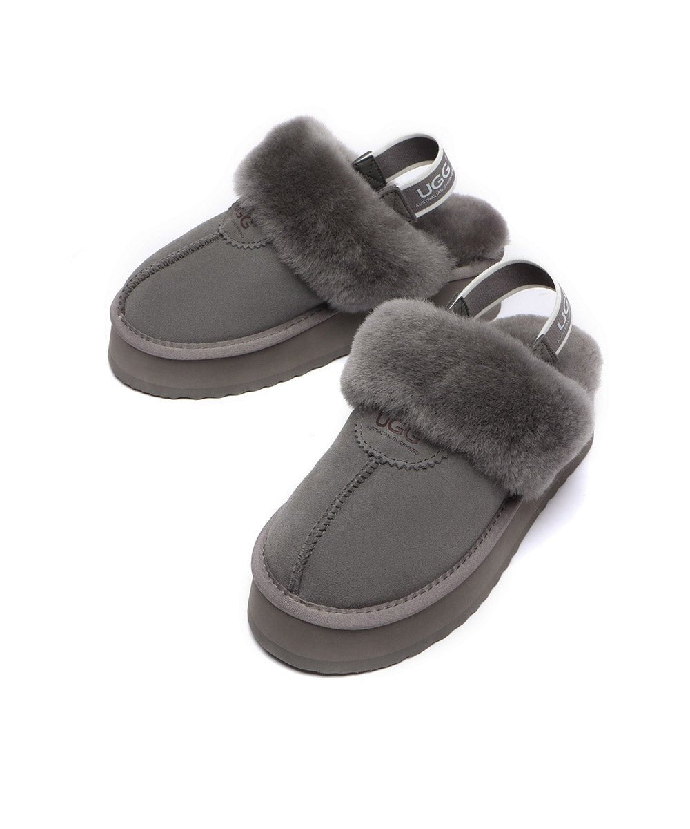 Women's UGG Platform Scuff Slippers - Cozy House Shoes for Indoor & Outdoor Wear - Perfect for Winter, Lounge & Home Comfort