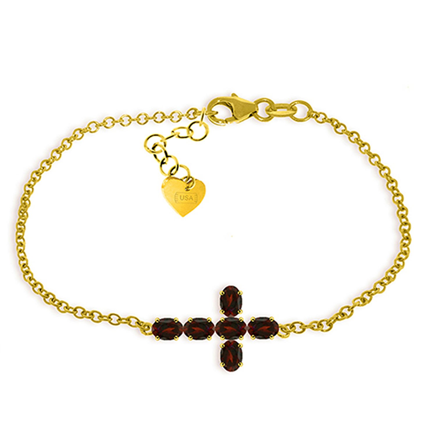 14K Solid Gold Cross Bracelet with 1.7 Carat Natural Garnet - Galaxy Gold GG Collection | Elegant Jewelry for Women, Perfect for Gifts, Weddings & Everyday Wear