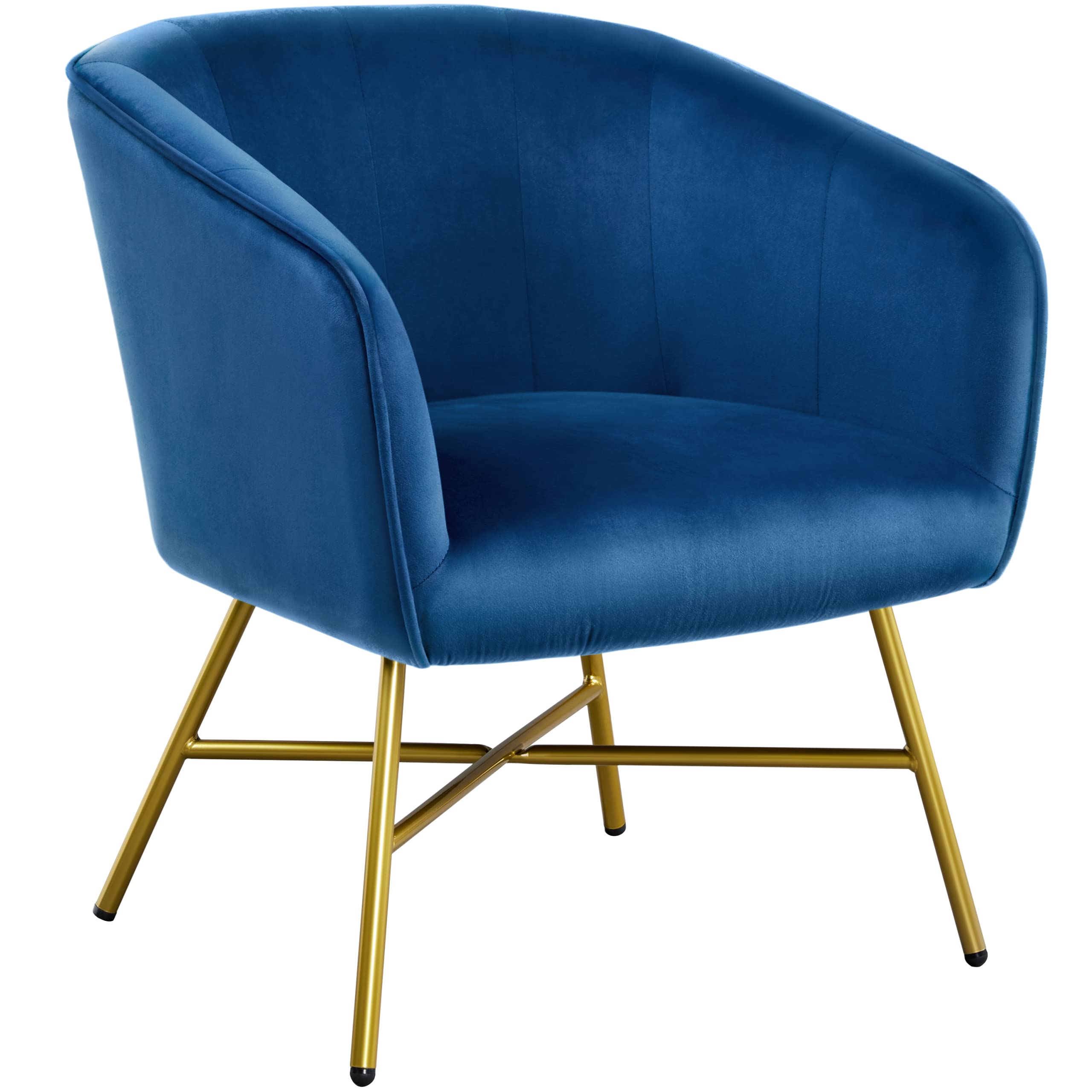 Yaheetech Velvet Accent Chair - Modern Armchair with Metal Legs & Soft Padded Seat, Comfortable Lounge Chair for Living Room, Bedroom, Office, Study or Waiting Room - Dark Blue - Perfect for Relaxing, Reading & Home Decor
