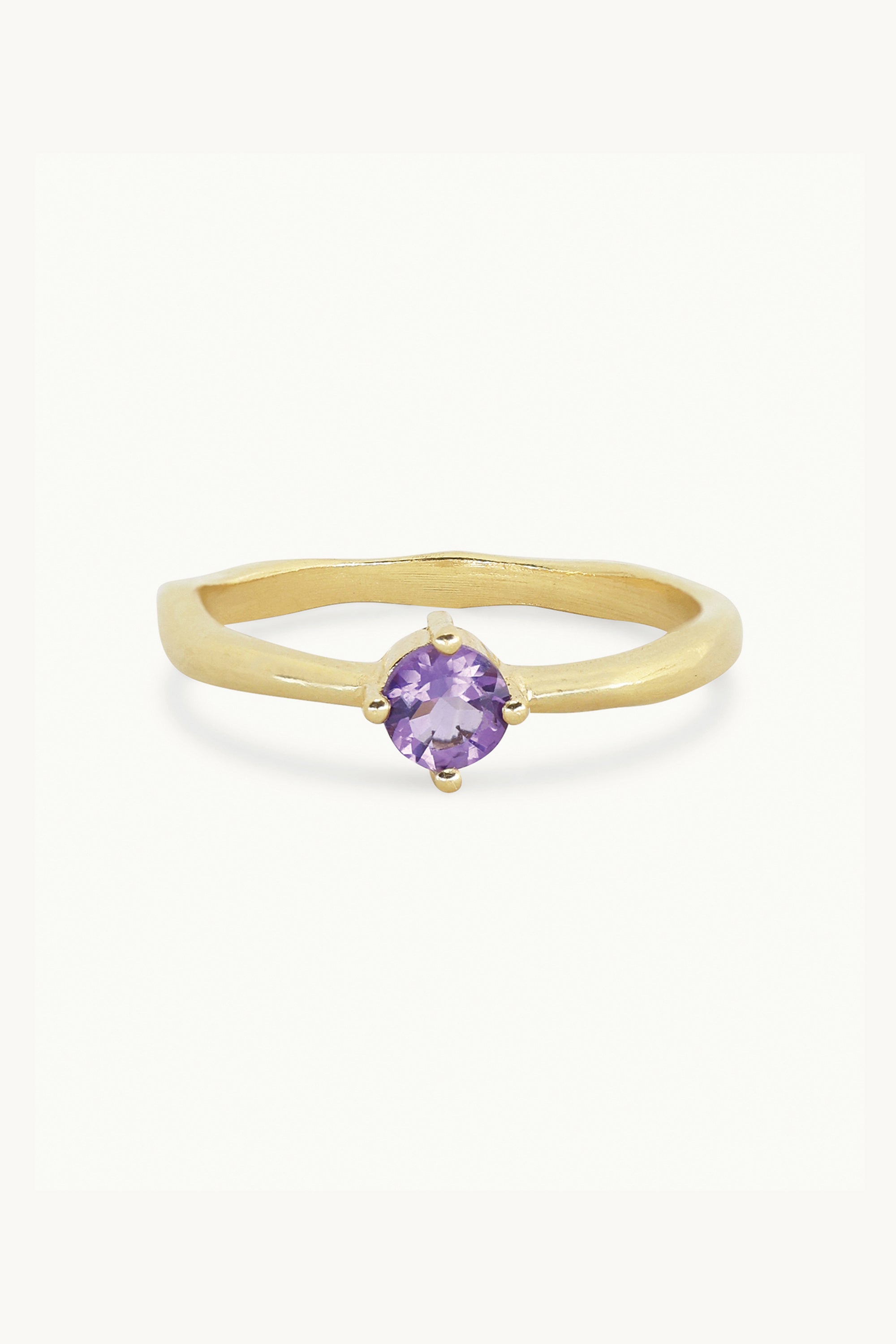 February Amethyst Gold Birthstone Ring for Women - Elegant Purple Gemstone Jewelry Gift for Valentine's Day & Anniversary