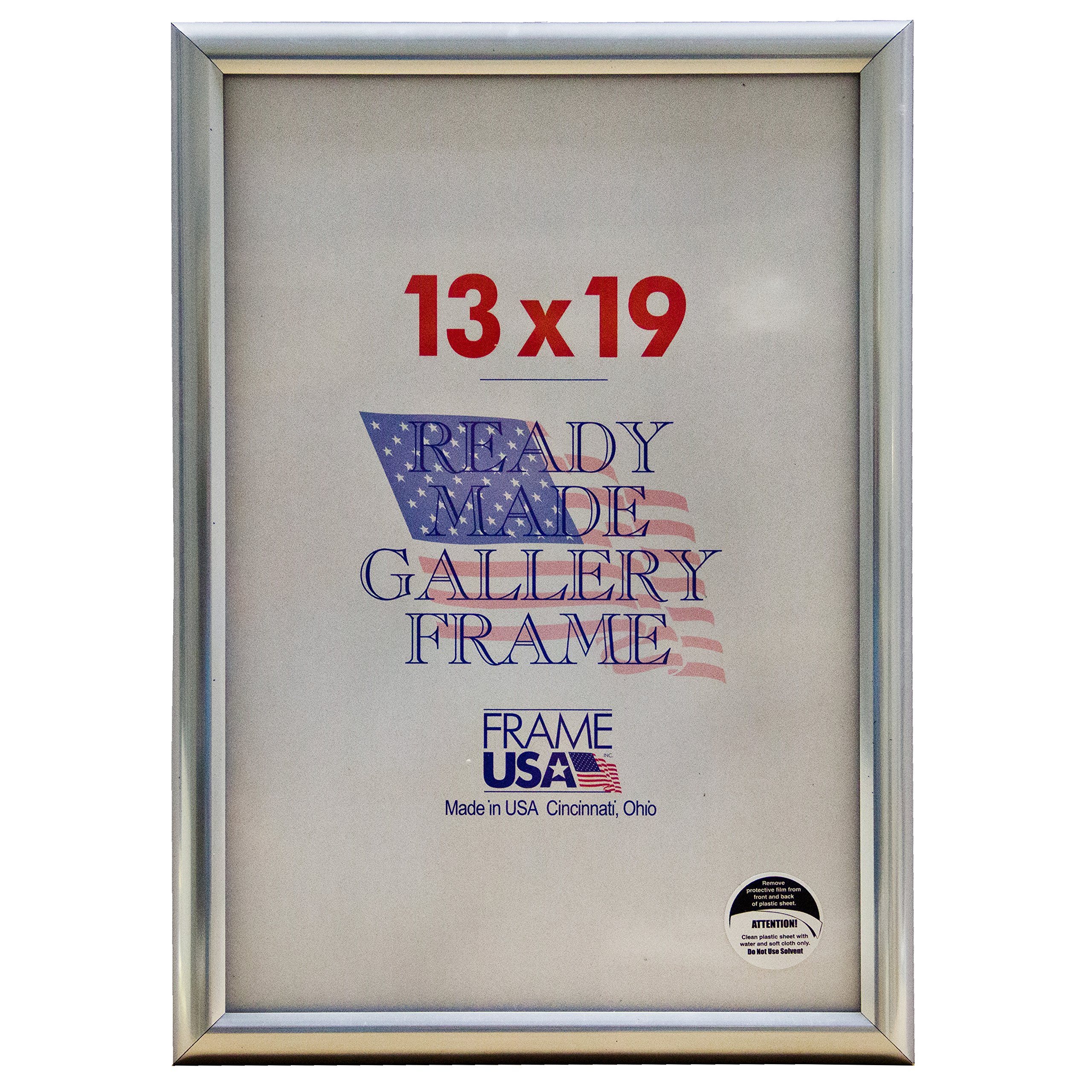 Frame USA 13x19 Deluxe Polystyrene Plastic Poster Frames (Silver) - American Made Wall Art Display for Home, Office & Classroom Decor