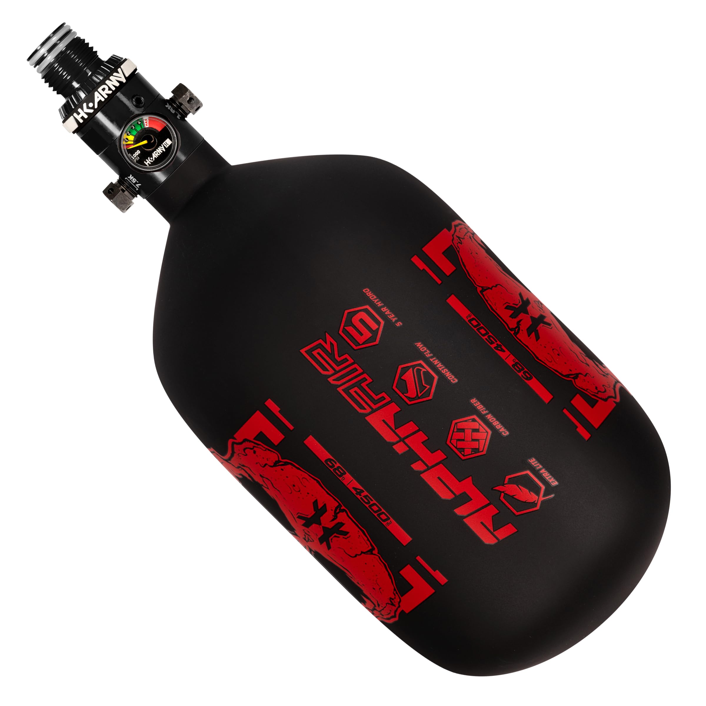 HK Army HPA Paintball Tank - Lightweight Alpha Air Carbon Fiber Compressed Air Tank (4500 psi, HP8 Regulator) - Perfect for Speedball, Woodsball & Tournament Paintball Players