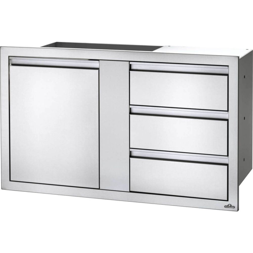 Napoleon BI 4224 1D3DR 42 x 24 Inch Large Single Door & Triple Drawer Combo Storage Cabinet for Garage, Workshop, or Office Organization