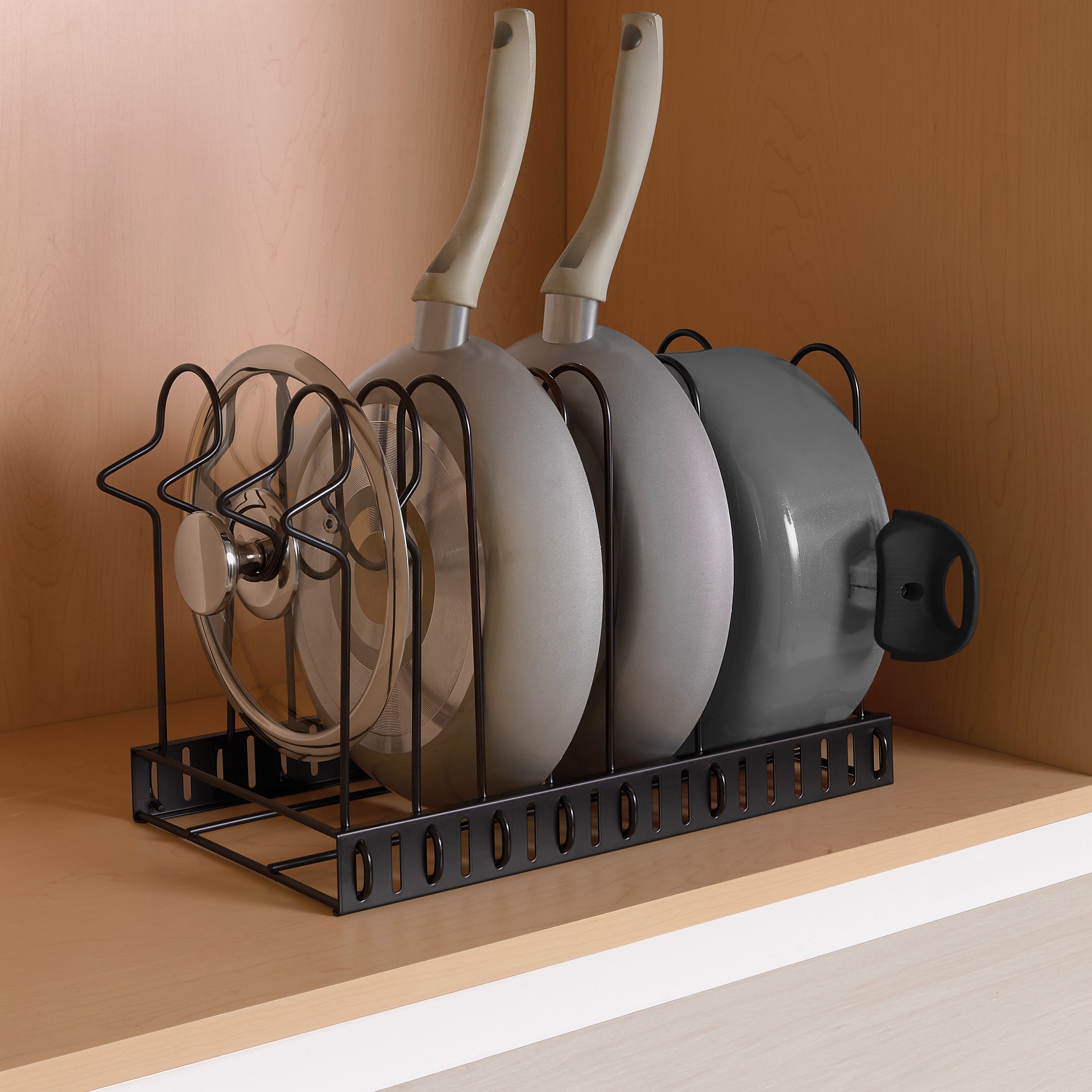 Stainless Steel Cookware Rack - Space Saving Kitchen Organizer for Pots, Pans & Lids - Perfect for Small Kitchens & Pantry Storage