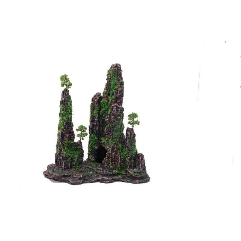Aquatopia Mountain with Moss - 8.3 x 3.9 x 8.7 Inch Miniature Landscape Decor for Terrarium, Aquarium & Zen Garden - Perfect for Home Office Desk, Fairy Garden & DIY Craft Projects