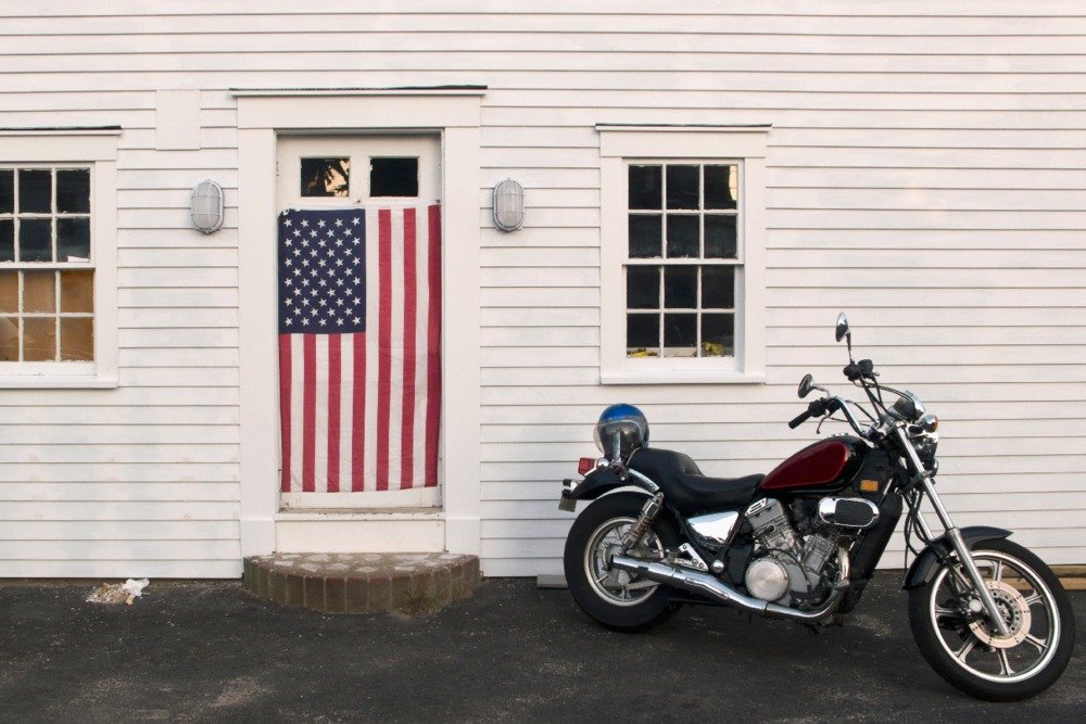 12x18 Motorcycle & American Flag Metal Wall Art - High-Quality Aluminum Decor for Home, Garage & Man Cave - Patriotic Motorcycle Enthusiast Gift