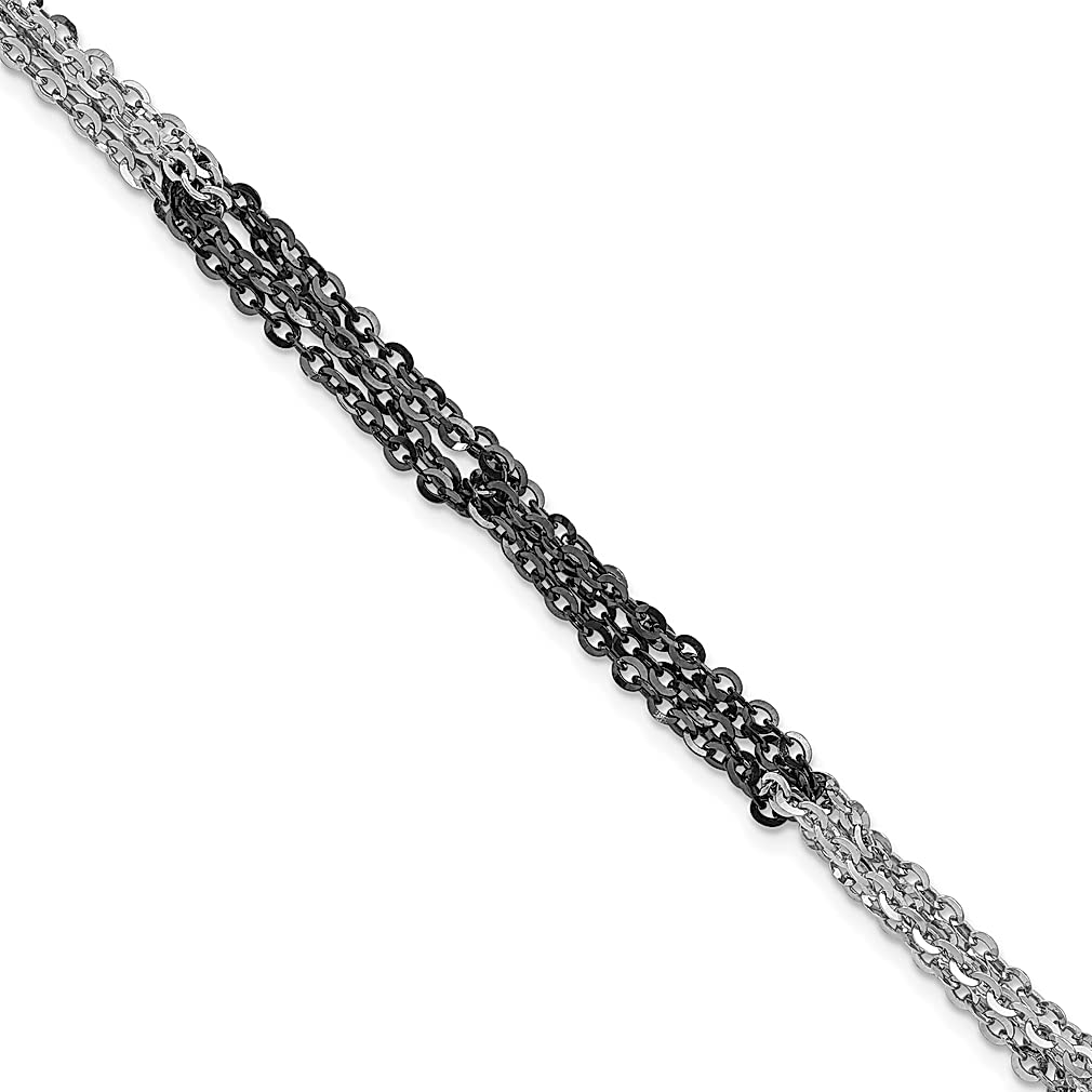 925 Sterling Silver Ruthenium Plated Chain Anklet - 7.5 Inch Adjustable Beach Ankle Bracelet for Women | Elegant Fine Jewelry Gift for Her | Perfect for Summer Vacations, Weddings & Casual Wear