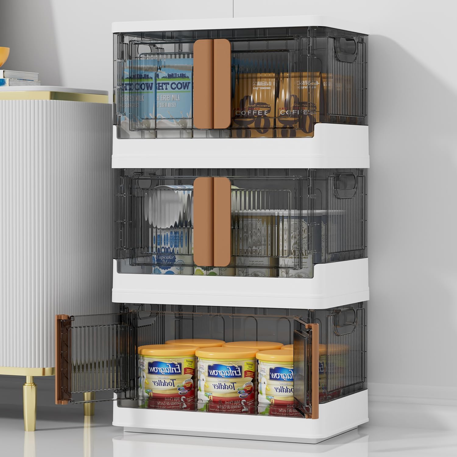 300Qt Plastic Storage Bins with Lids (3-Pack) - Stackable, Foldable & Wheeled Organizer Bins for Closet, Garage, or Home Storage - Perfect for Seasonal Clothes, Toys, and Household Items