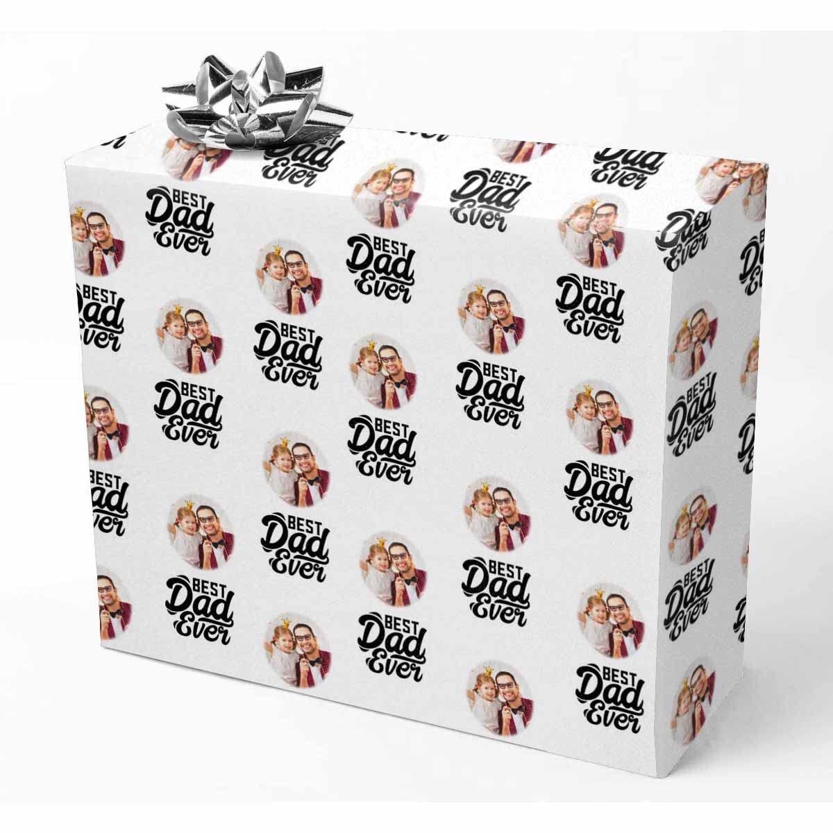 Custom Father's Day Wrapping Paper - Personalized Photo Gift Wrap for Dad (2 Rolls) - Perfect for Birthday & Anniversary Gifts