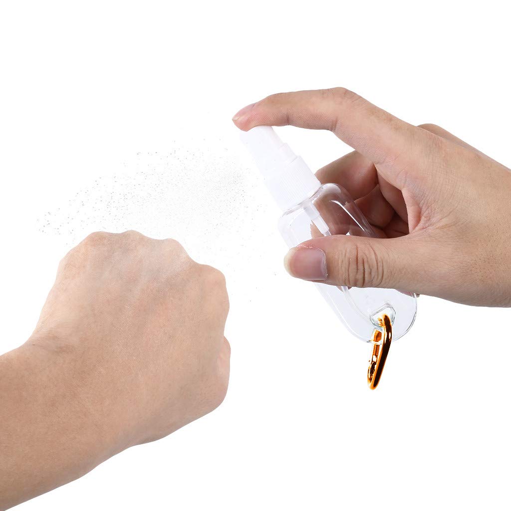 10PCS 50ml Travel Keychain Spray Bottles - Leakproof Clear Plastic Squeeze Containers for Hand Sanitizer, Cosmetics & Toiletries - Spiral Seal Design for Easy Carry - Perfect for Gym, Travel & Daily Essentials