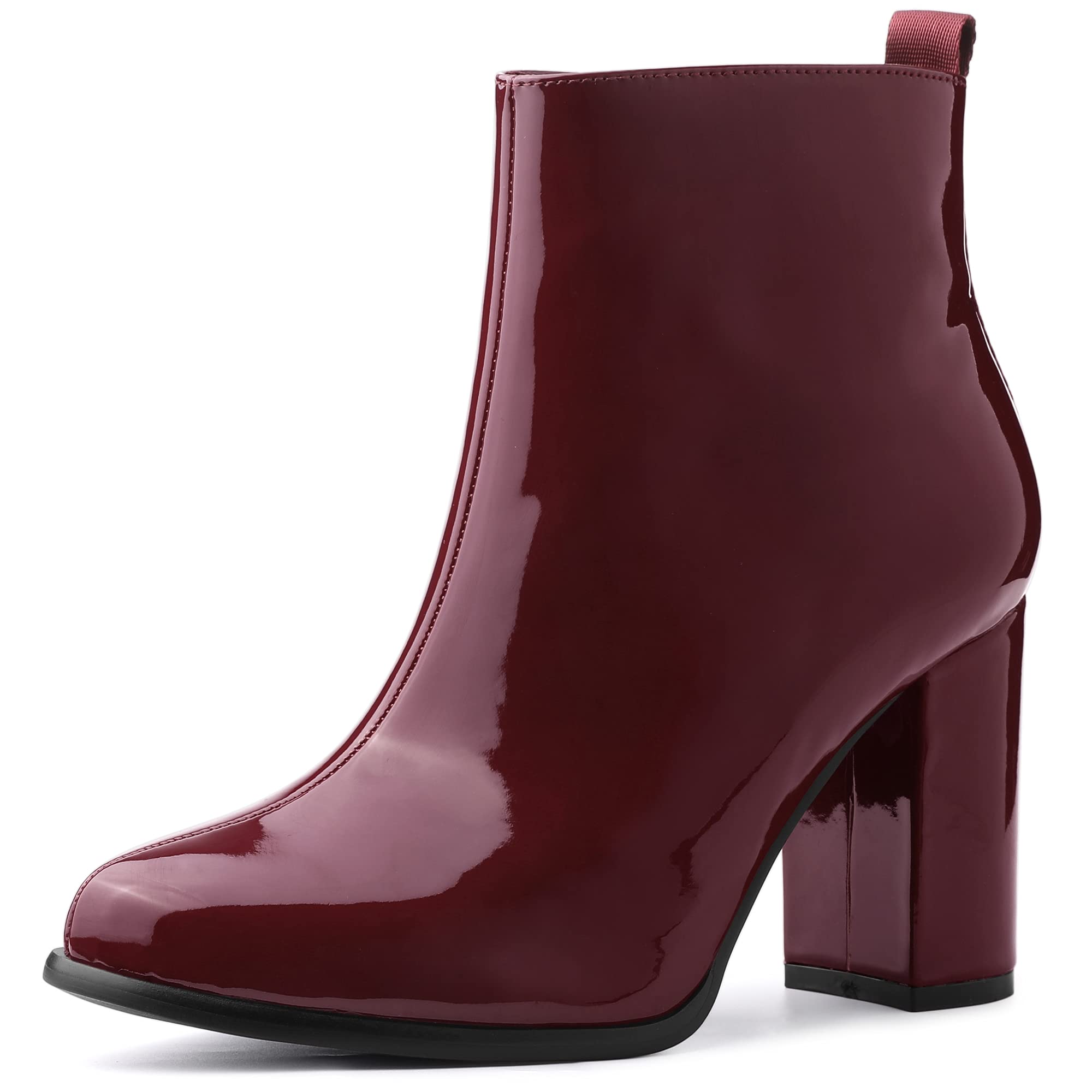 Allegra K Women's Chunky Heel Ankle Boots with Round Toe & Zipper - Stylish & Comfortable Booties for Fall, Winter, Office & Night Out