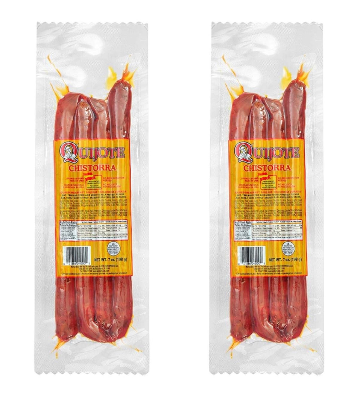 Spanish Dry Chorizo - Quijote Chistorra (2 Pack, 7 oz) for Charcuterie & Tapas