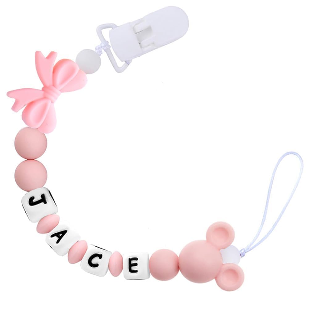 Personalized Baby Girl Pacifier Clips with Name - for Nursery & Travel